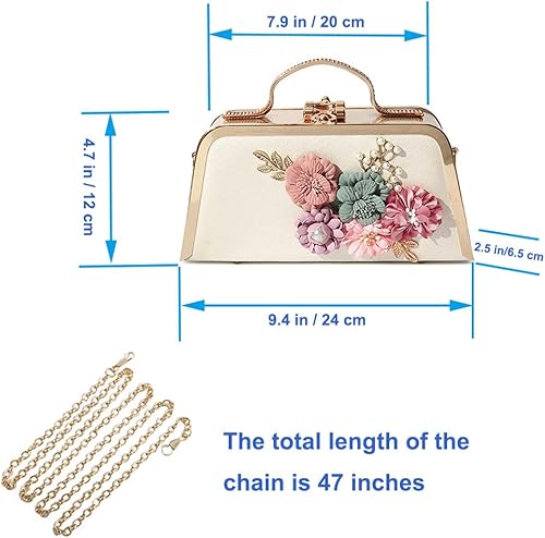 Miniatura 3 de Bolso retro para mujer, bolso de mano con flores, vintage, bolso de hombro para boda, bolso de noche
