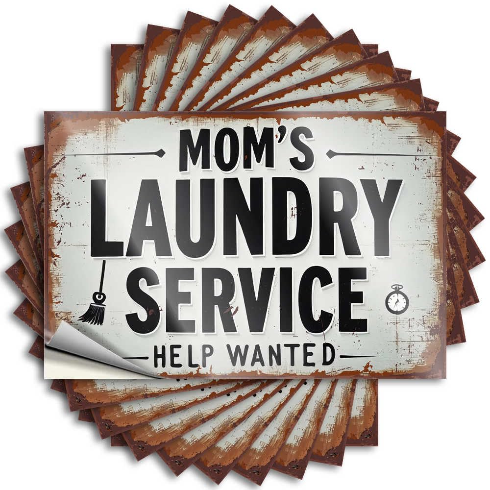 Pool Decorations Outdoor Bumper Saying | Mom's Laundry Service: Seeking Help Fluffy Durable Vinyl Sticker Easy Apply for Boss(8X12CM)