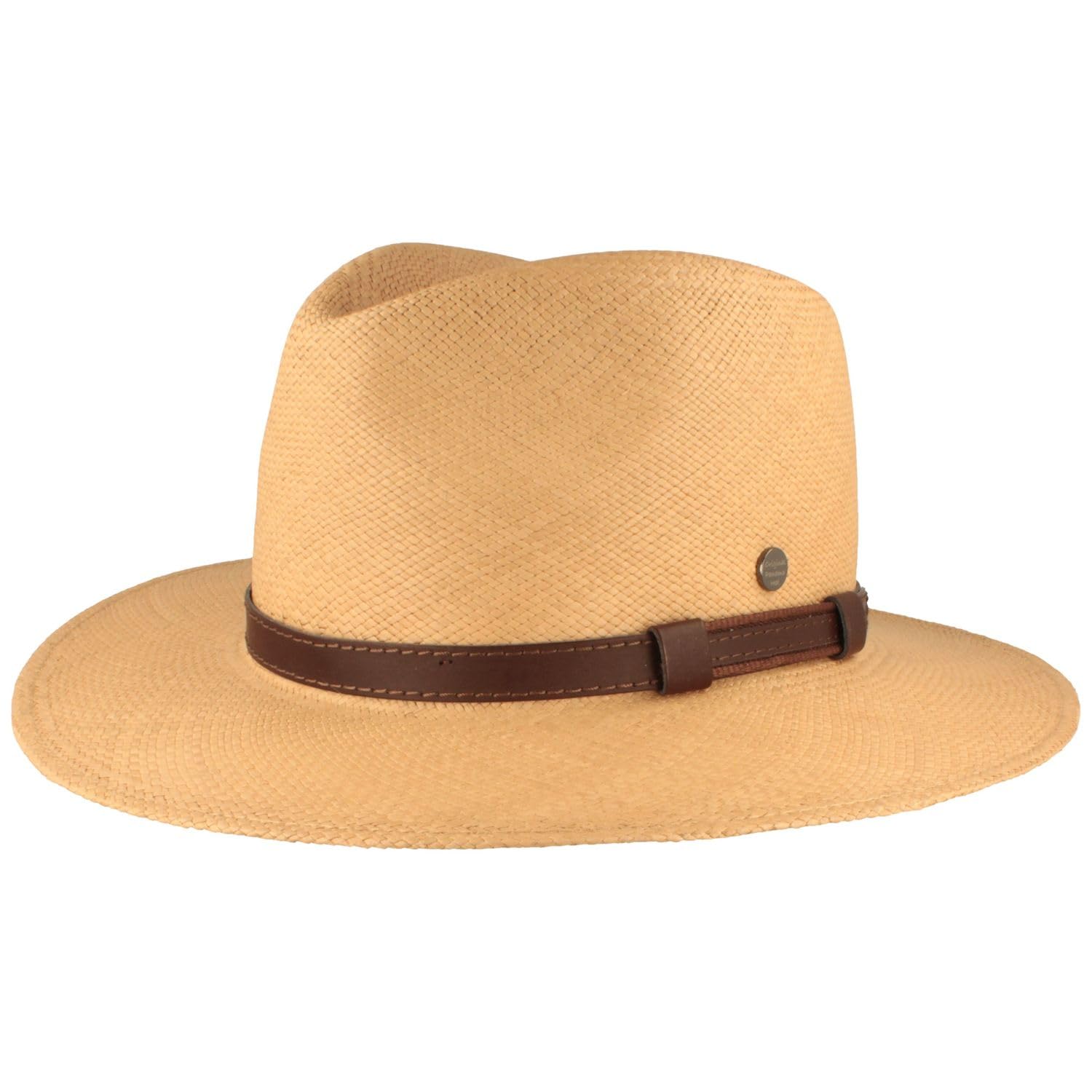 Hut Breiter Breiter Sombrero Panama Original Sombrero de Paja Verano con Correa de Piel Protección UV Tejido a Mano en Ecuador Ligero y Transpirable Unisex