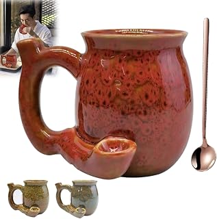 wake and bake coffee mug, coffee pot mug, novelty and unique perfect gifts for Halloween and Christmas(deliver a beautiful spoon)(Red)