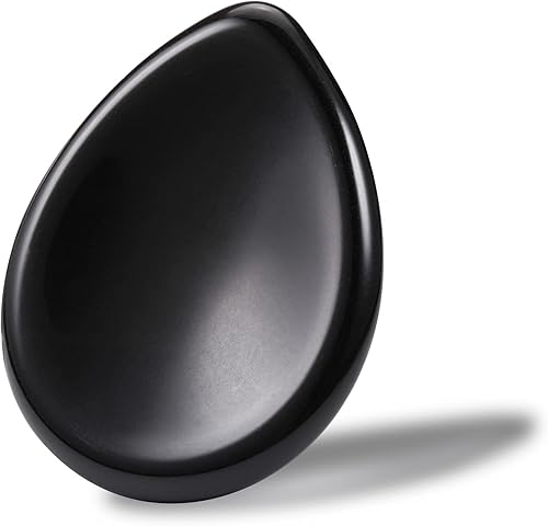 Jovivi Piedra ovalada de obsidiana negra con bolsillo para pulgar, piedras de palma y cristales para terapia de curación de reiki