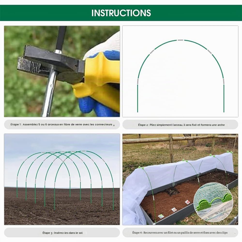 HEYIDAMAI Arceaux Serre De Jardin, Arceaux pour Serre Tunnel, Cerceau de Serre de Jardin, Cerceau pour Serre de Jardin, Kit De Maison De Cerceau De Jardin, Garden Arceaux pour Serre Tunnel