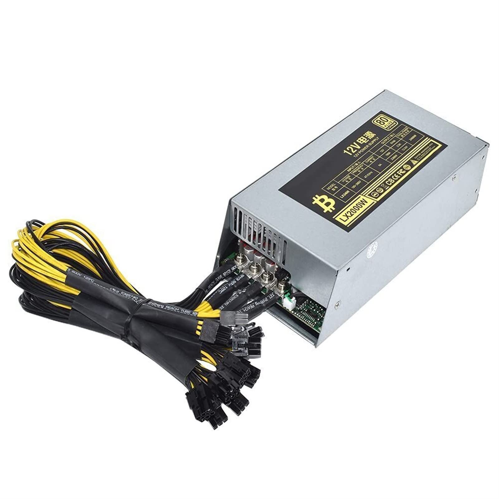 Maisize2000W 12V 166A ETH Mining Machine Power Supply 220-240V Input 10x6Pin 80% Efficiency Multi-GPU For BTC Antminer Bitcoin S7 S9
