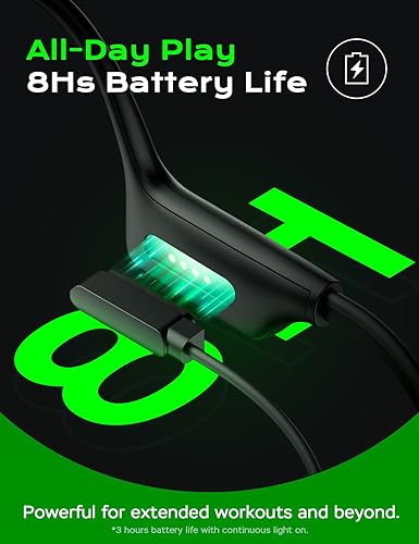 Miniatura 4 de Auriculares Bluetooth 5.3, auriculares de conducción ósea con micrófono abierto auriculares inalámbricos con barra de luz para correr, IPX7