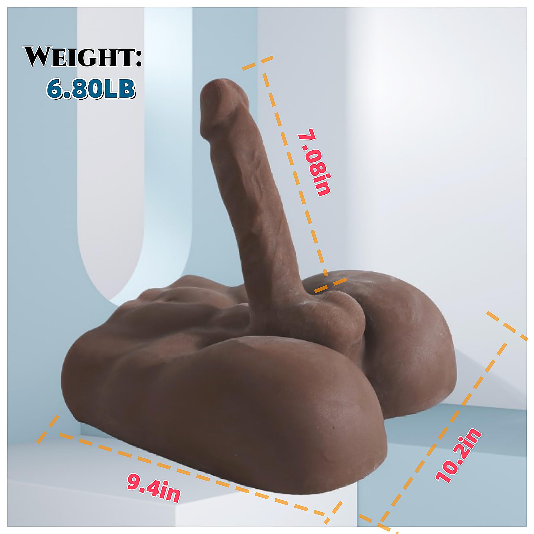 Realistic Male Torso Sex Doll for Women & Couples - Lifelike Design with Flexible Dildo Huge Cock, Black 2-in-1 Masturbation Adult Toy for Women & Gay Couples 6.8LB