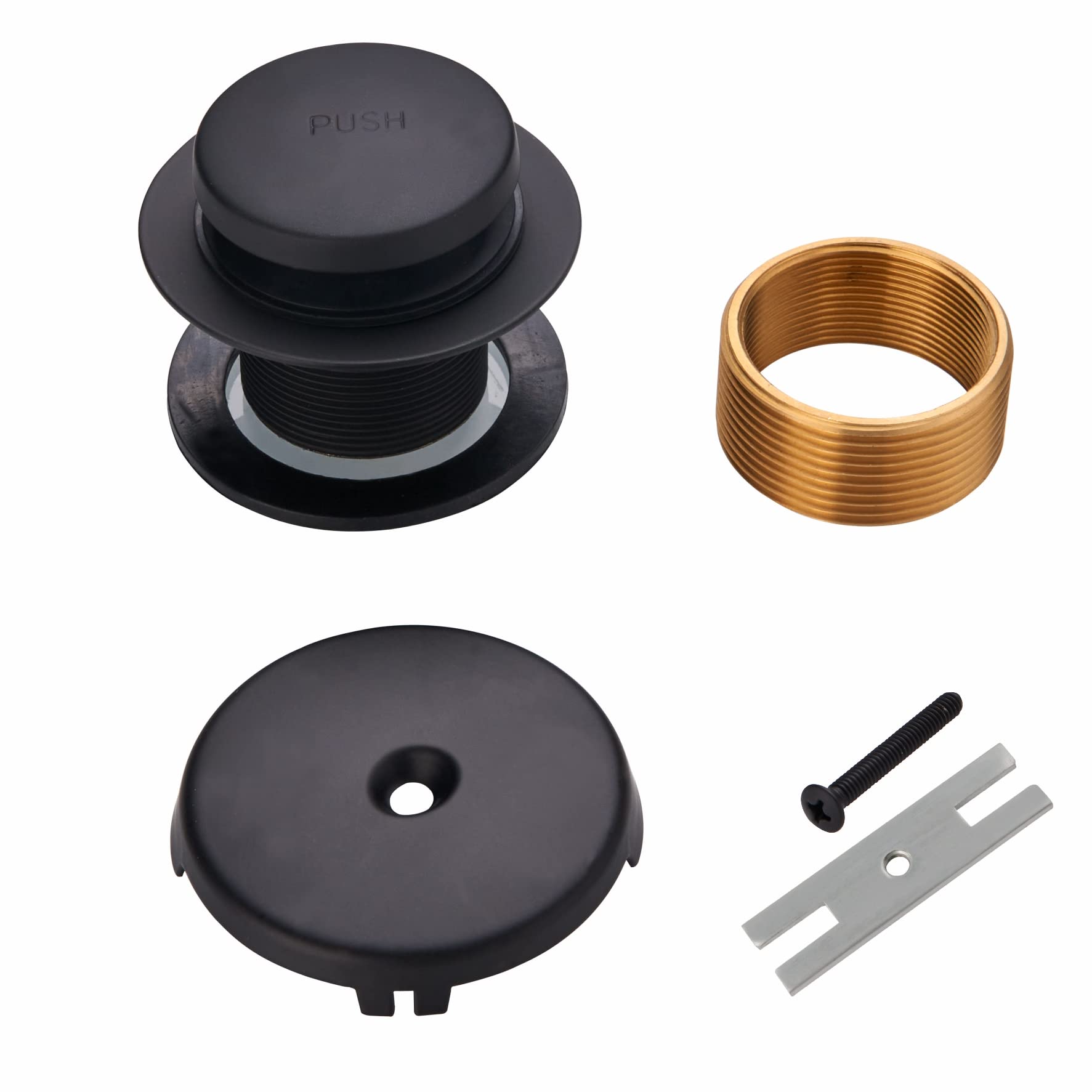 Wellup Tub Drain Black Tip Toe Bathtub Drain Conversion Kit Assembly, Replacement Bath Drain Trim Kit with Single Hole Overflow Faceplate and Fine/Coarse Thread, Matte Black