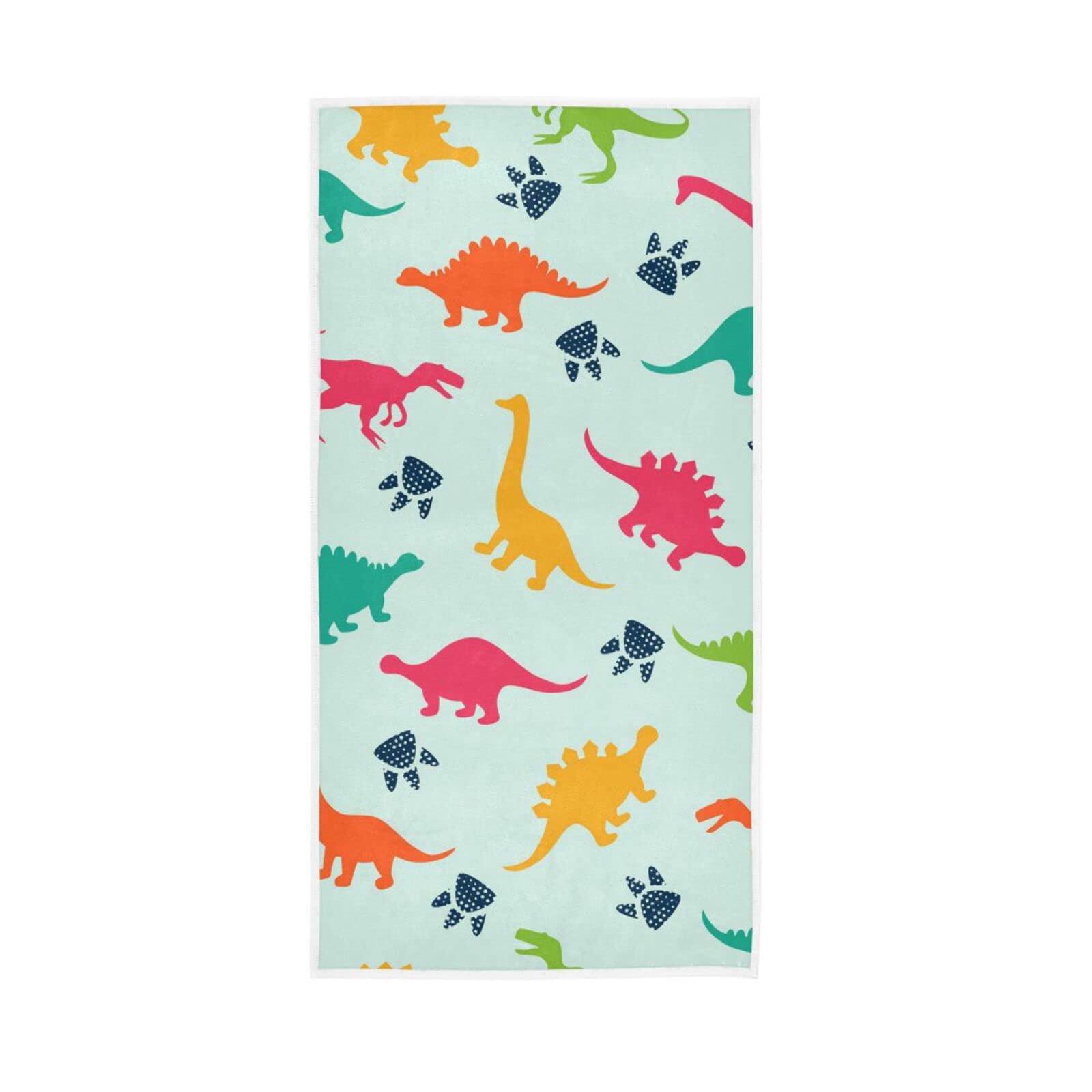 LSRCPD Hand Towels Colourful Dinosaur Pattern Decor Fingertip Soft Face Towel Absorbent Bathroom Kitchen Towels