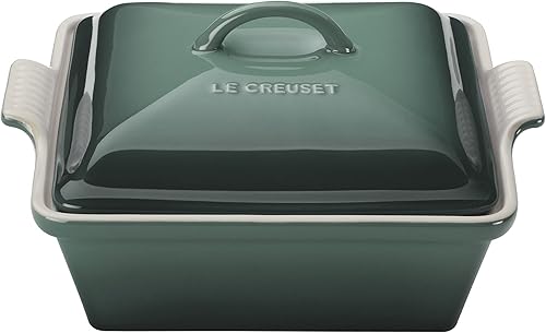 Le Creuset Stoneware Heritage - Cazuela cuadrada cubierta, 2.5qt. (9"), Artichaut