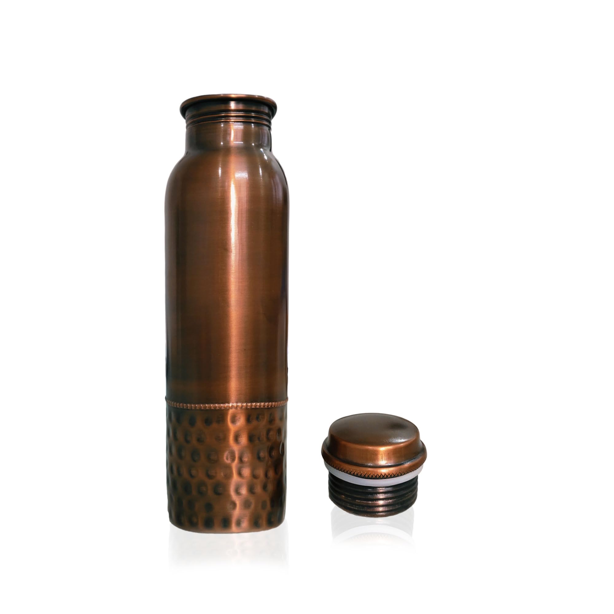 PRURA Copper Rice Hamard Copper Bottle yoga purposes Ayurveda Health Benefits Leak Proof (900ml/30oz, Design 4) - Image 2
