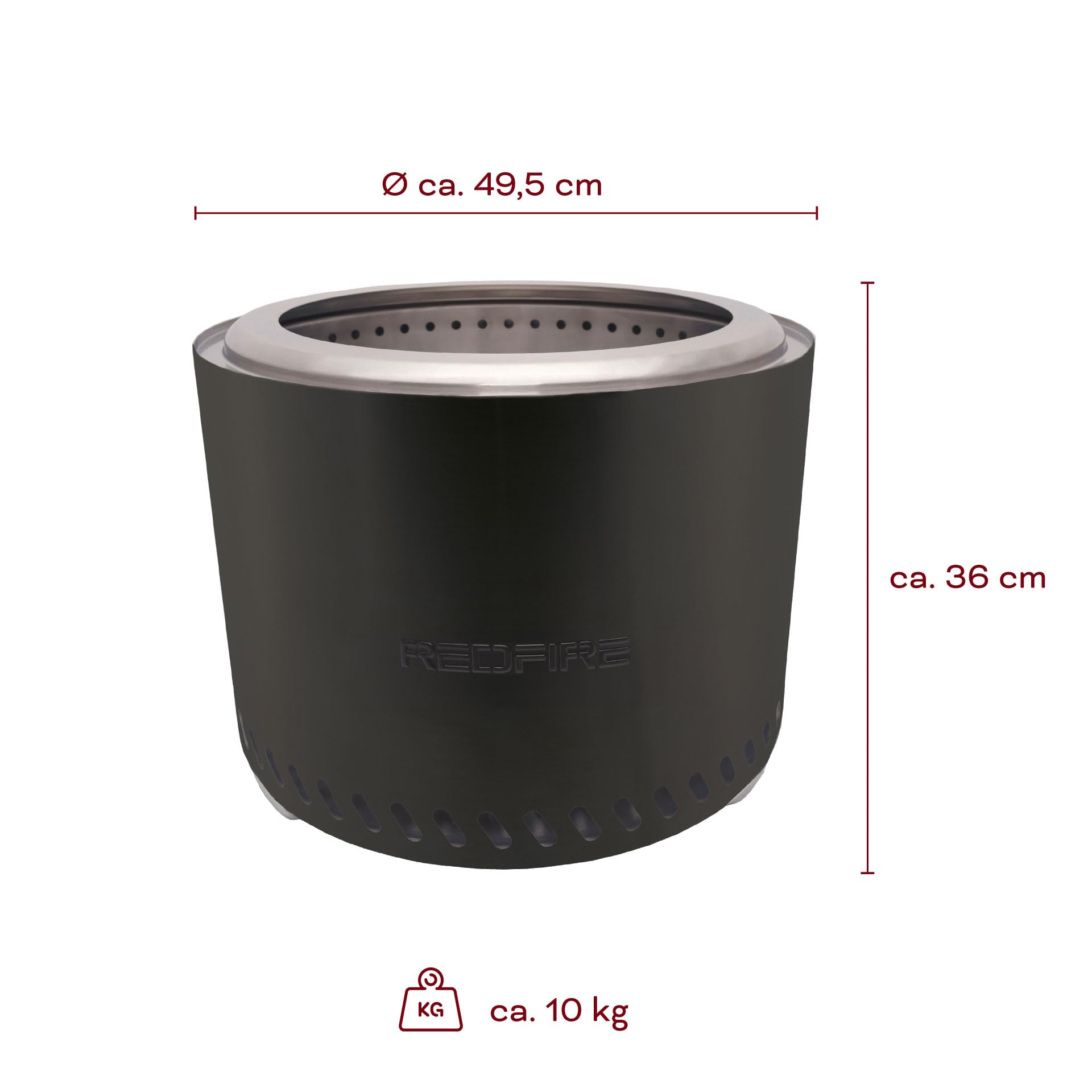 REDFIRE Feuerkorb Volcano Extra Large, schwarz pulverbeschichtet - XL Feuertonne Edelstahl für Holz und Pellets - raucharme Feuerschalen für den Garten, Terrassenofen, extra Asche-Auffangschale