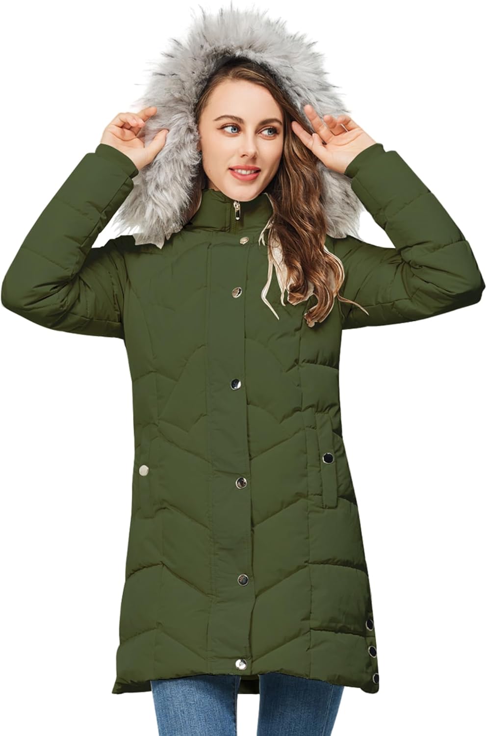 TRATENBY Women's Winter Long Puffer Coats Warm Jackets Parka With hood Waterproof