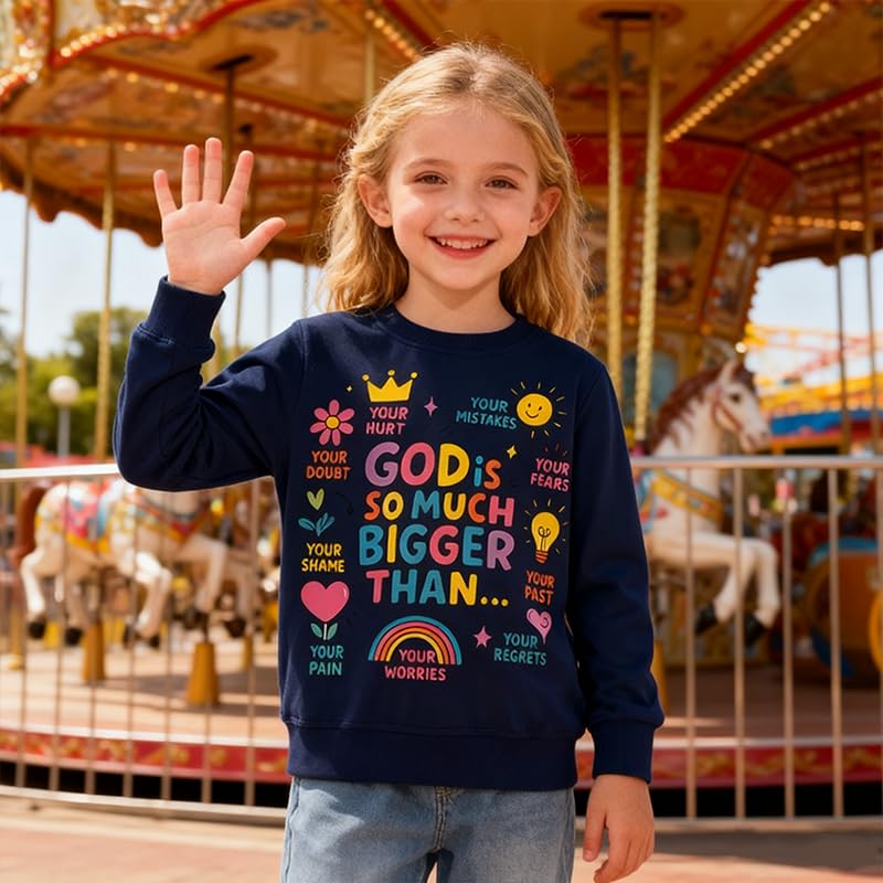 Image of Girls Cotton Crewneck Sweatshirt Size 2-10 Years Toddler Girls Kid Graphic Shirts