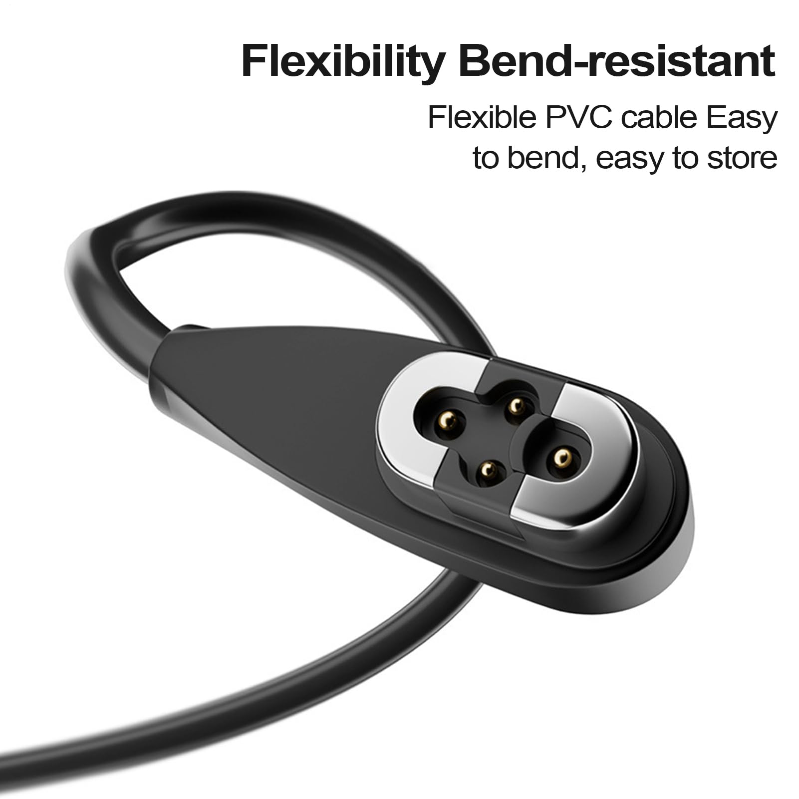 Replacement Magnetic Charging Cable, Magnet Charger Cord, Bone Conduction Headphone Charger, Earbuds Supply, Travel, School, and Outdoor Charge Accessory, Black