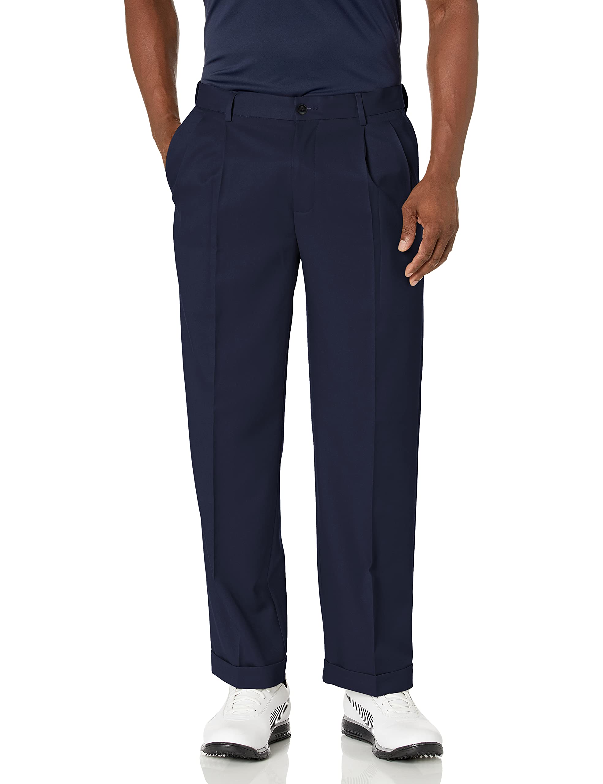 PGA TOUR mensFlat Front Printed Pants Golf Pants - Blue - 34W x 32L