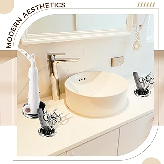 MorningRo 3 Pcs Hair Dryer Holder Insert Curling Iron Holder Stainless Steel Salon Station Appliance Hair Styling Tool Tube Comb Organizer for Hairdresser Bathroom(Sliver,3"+2"+2")