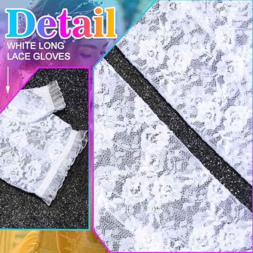 Unsutuo Fingerless Lace Gloves Long Wedding Floral Gloves Costume Flower Glove for Women and Girls4