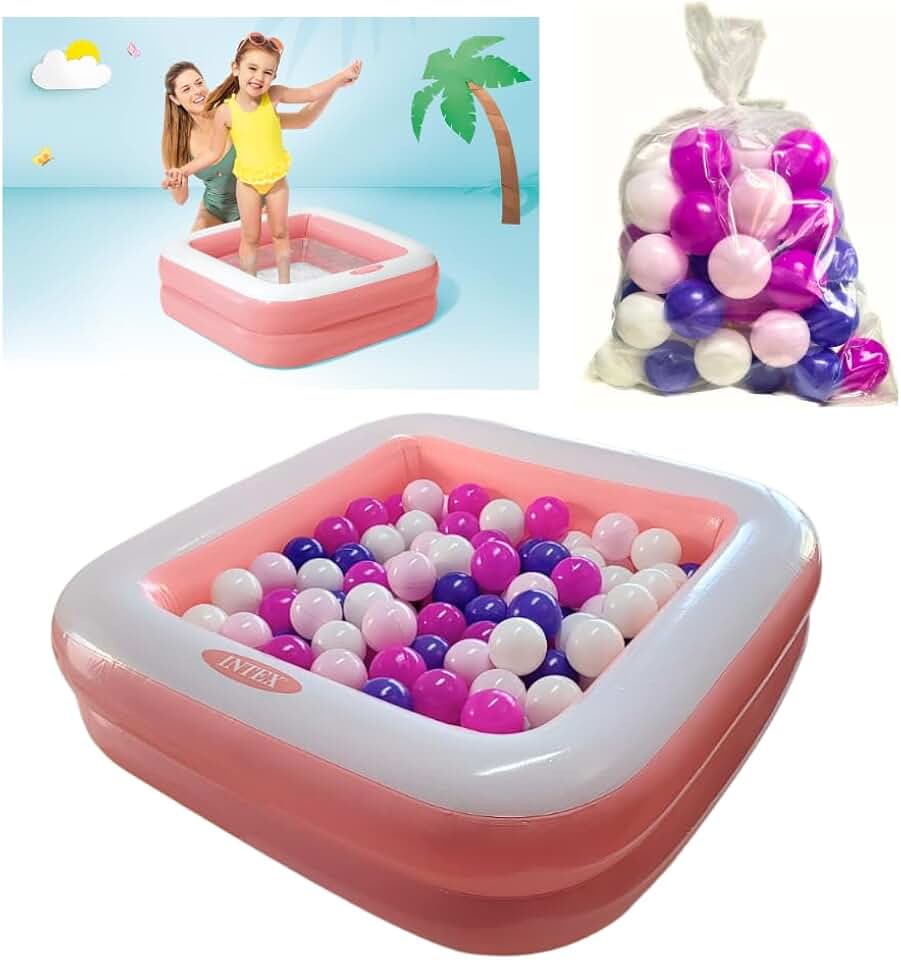 Piscina de Bolinhas Candy 86cm Quadrada 57L + 50 Bolinhas (Rosa)