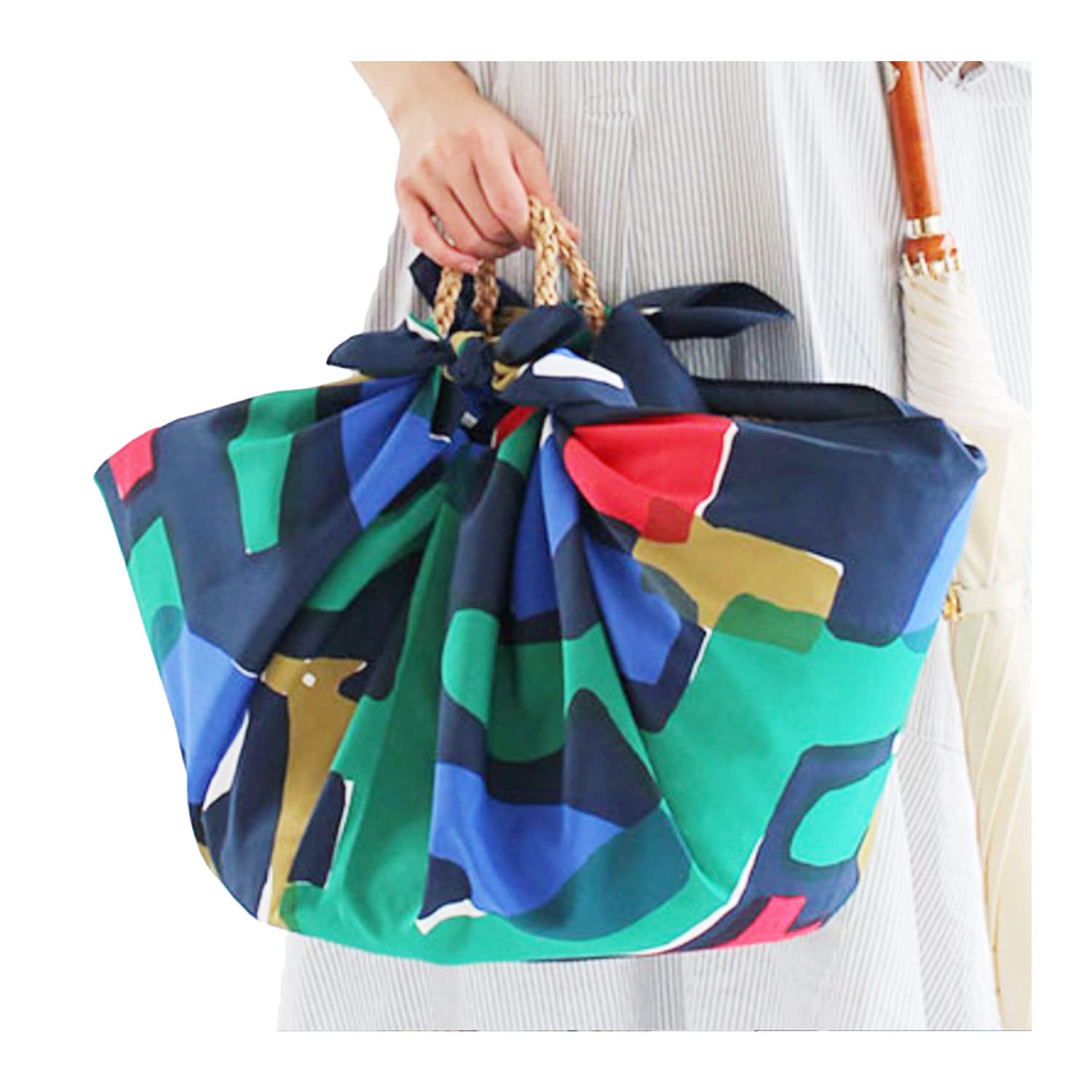 Musubi Aqua Drop Furoshiki Wrapping Cloth 39in Water Repellent Navy Japan