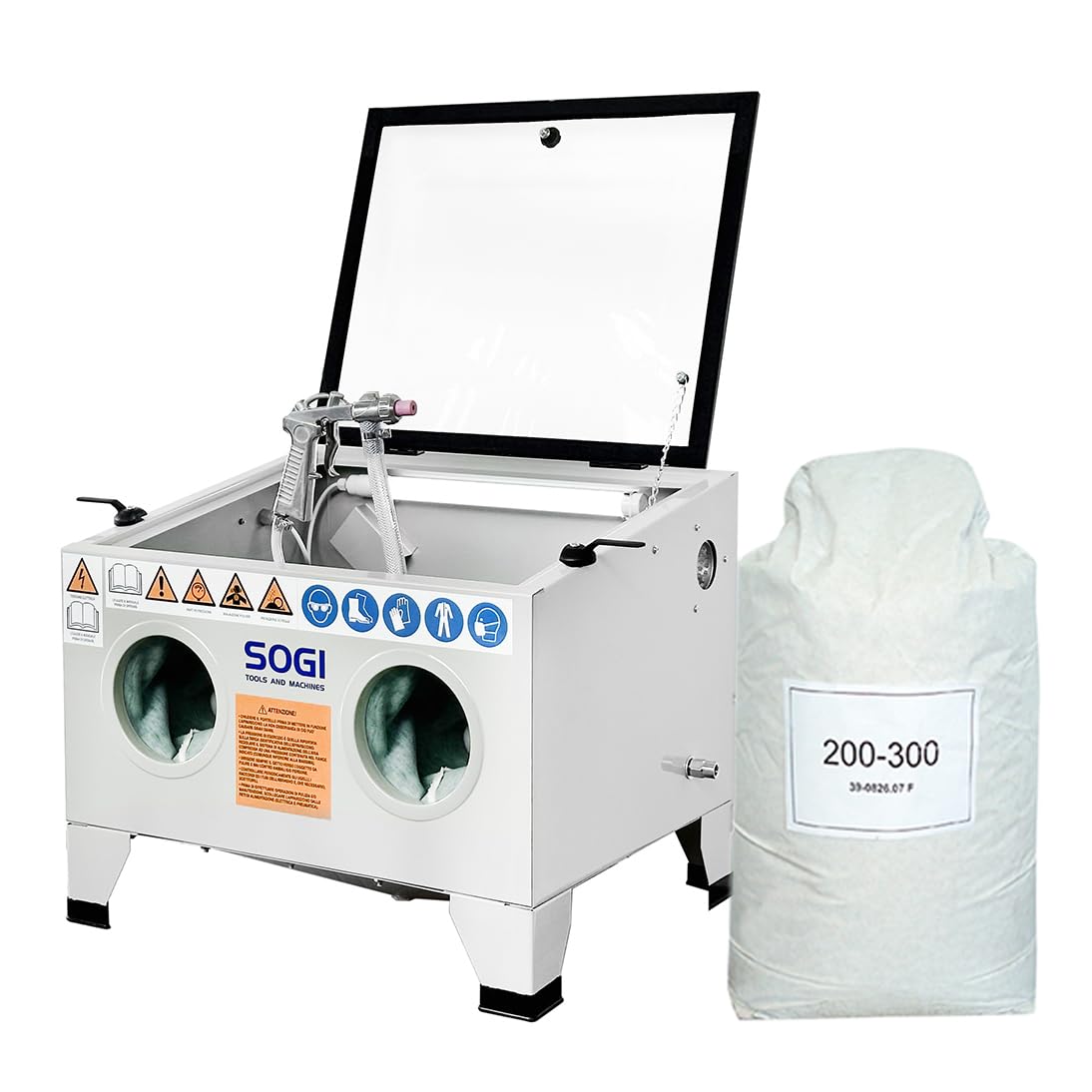 SOGI S-56 Sabbiatrice da banco con abrasivo corindone GRA-36 o GRA-80 oppure microsfere di vetro (S-56 + Microsfere di vetro GRA200-300)