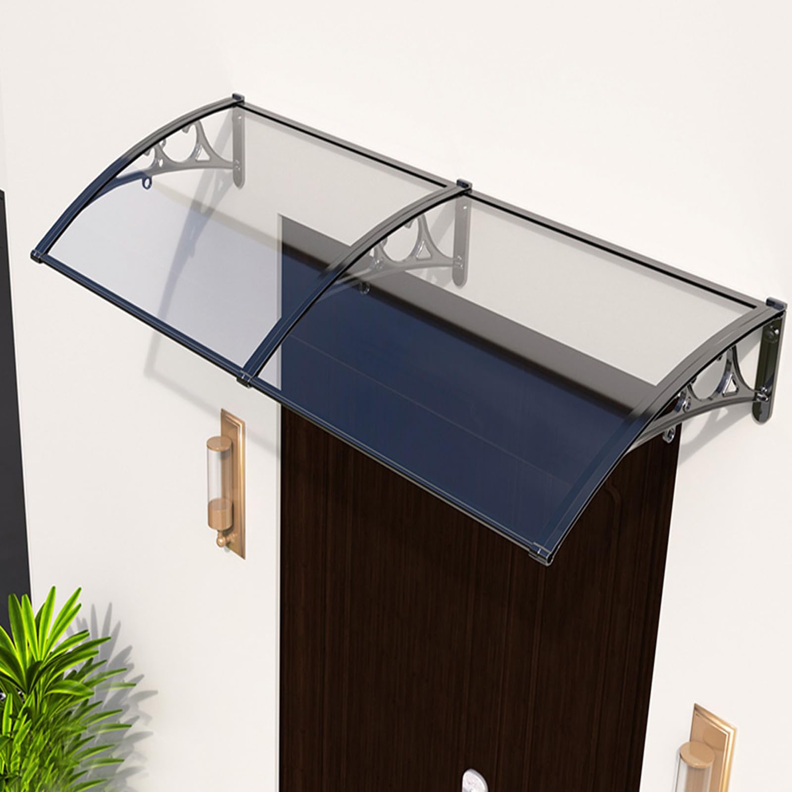 Auvent de porte d'entrée anti-UV avec panneau en polycarbonate