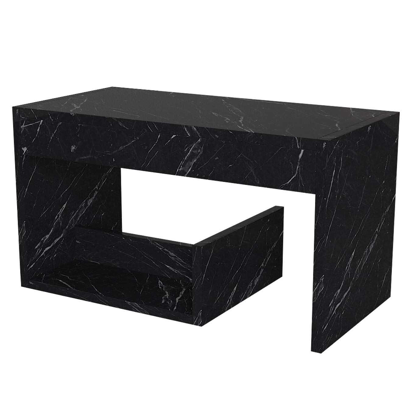 moebel17 4944 Sister Beistelltisch Couchtisch in Marmoroptik, Sofatisch Kaffeetisch, Bendir Grau Marmor Optik, 35 x 29,5 x 60 cm, mit Ablagen