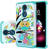 LG K30 Case, LG Phoenix Plus/LG Harmony 2/LG K10 2018/LG Premier Pro Case,MAIKEZI Hybrid Dual Layer TPU Plastic Phone Case for LG K10 Plus/LG K10 alpha 2018(Green Owl)