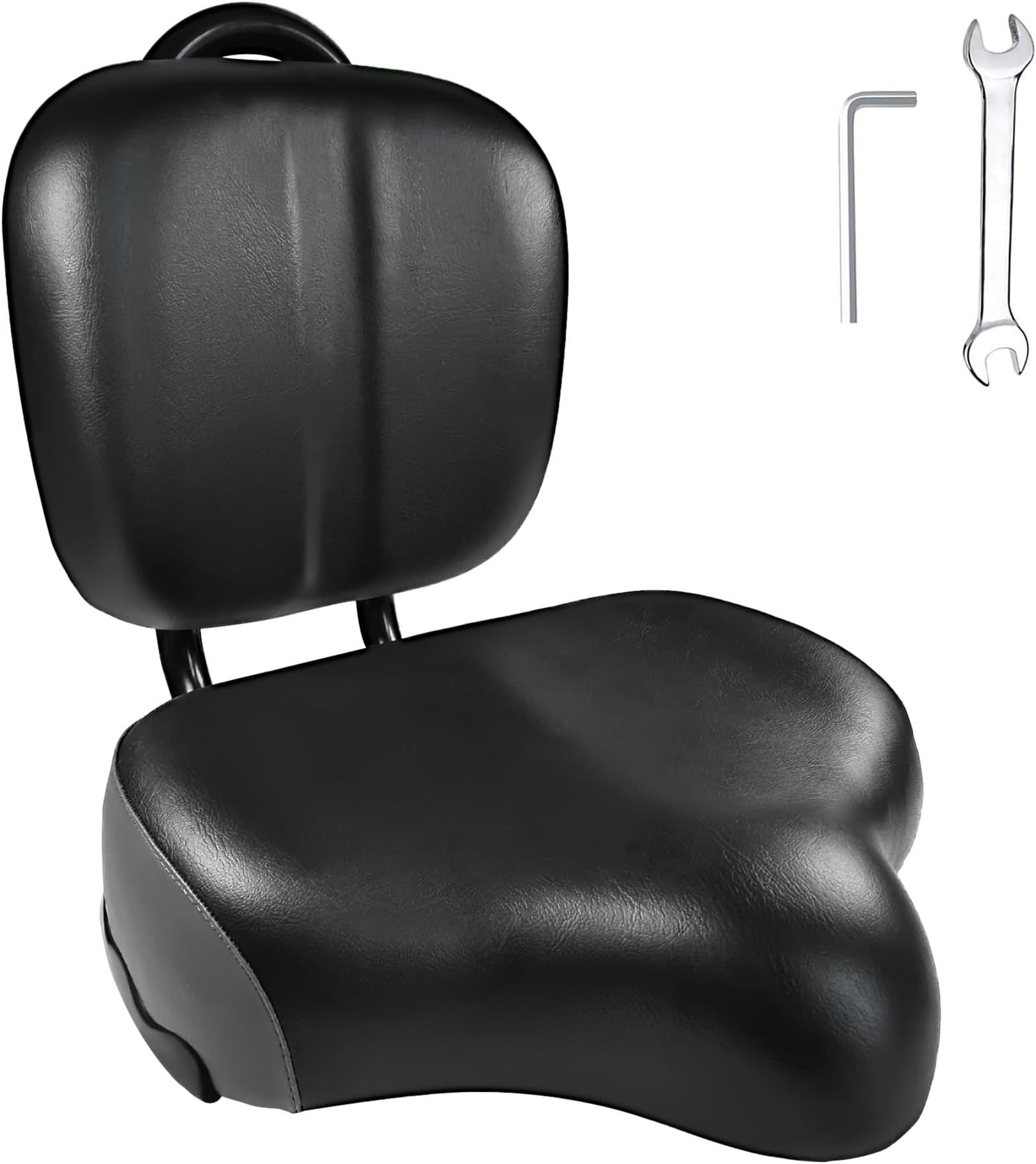 Aresvns Oversized Bicycle Saddle, Comfortable Leather City Bike Saddles Filled with Latex, Replacement Soft Rear Seat Cushion for Bikes, Universally Suitable for Both Men and Women