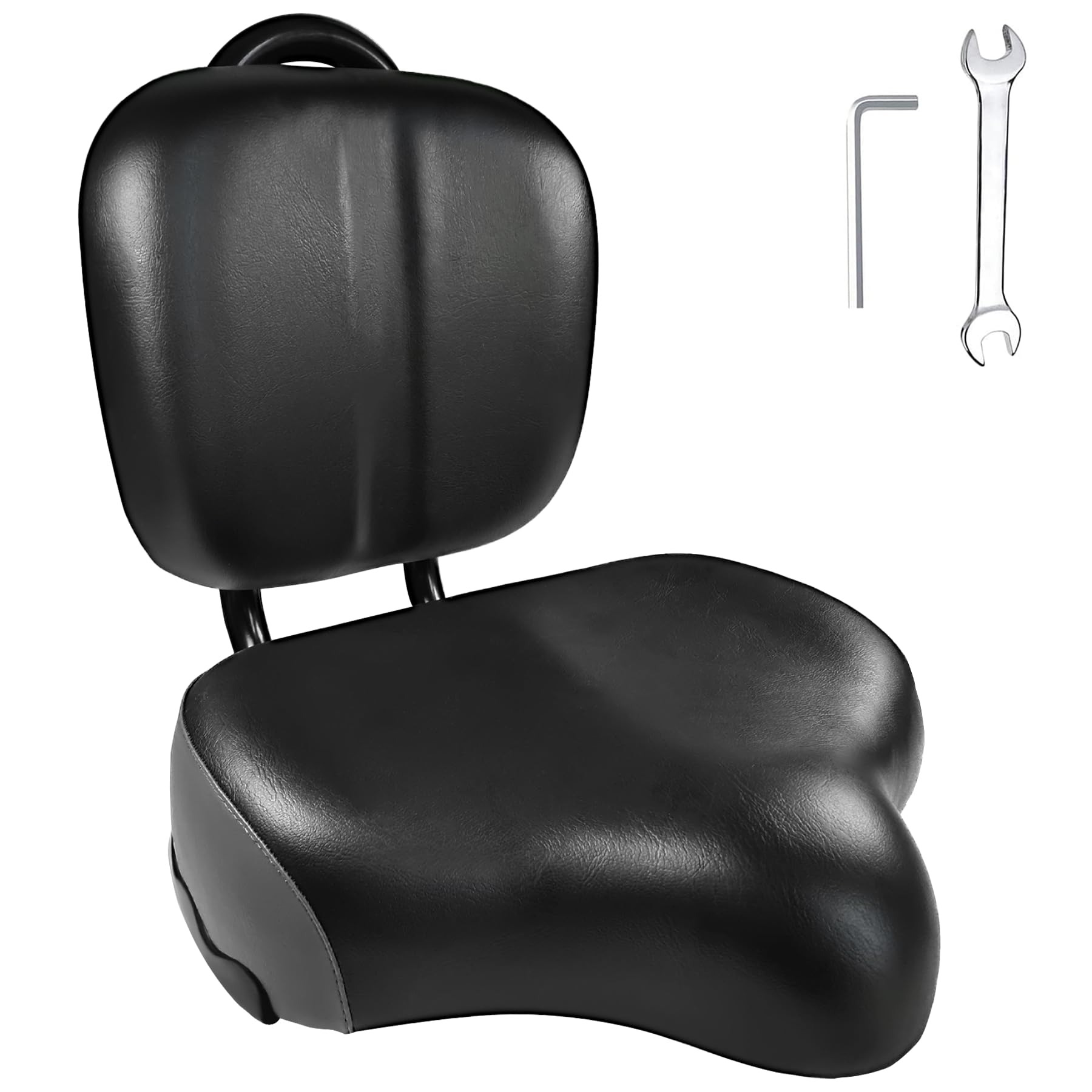 Aresvns Oversized Bicycle Saddle, Comfortable Leather City Bike Saddles Filled with Latex, Replacement Soft Rear Seat Cushion for Bikes, Universally Suitable for Both Men and Women