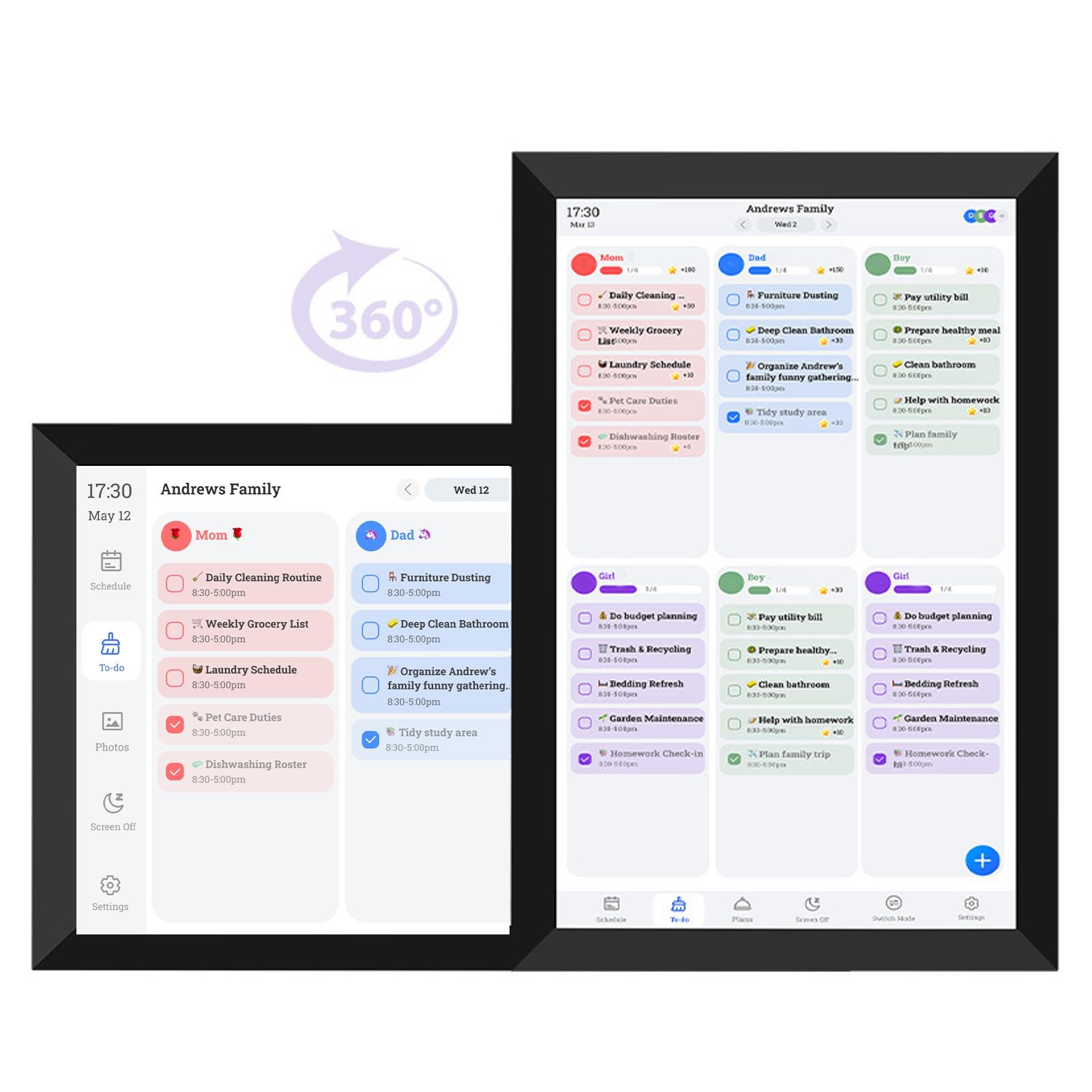 ANGGREK Pianificatore di Calendario Digitale, Organizer Familiare con Touchscreen in ABS con Grafico dei Lavori Domestici, Display Intelligente da 10,1 Pollici per la Pianificazione Domestica