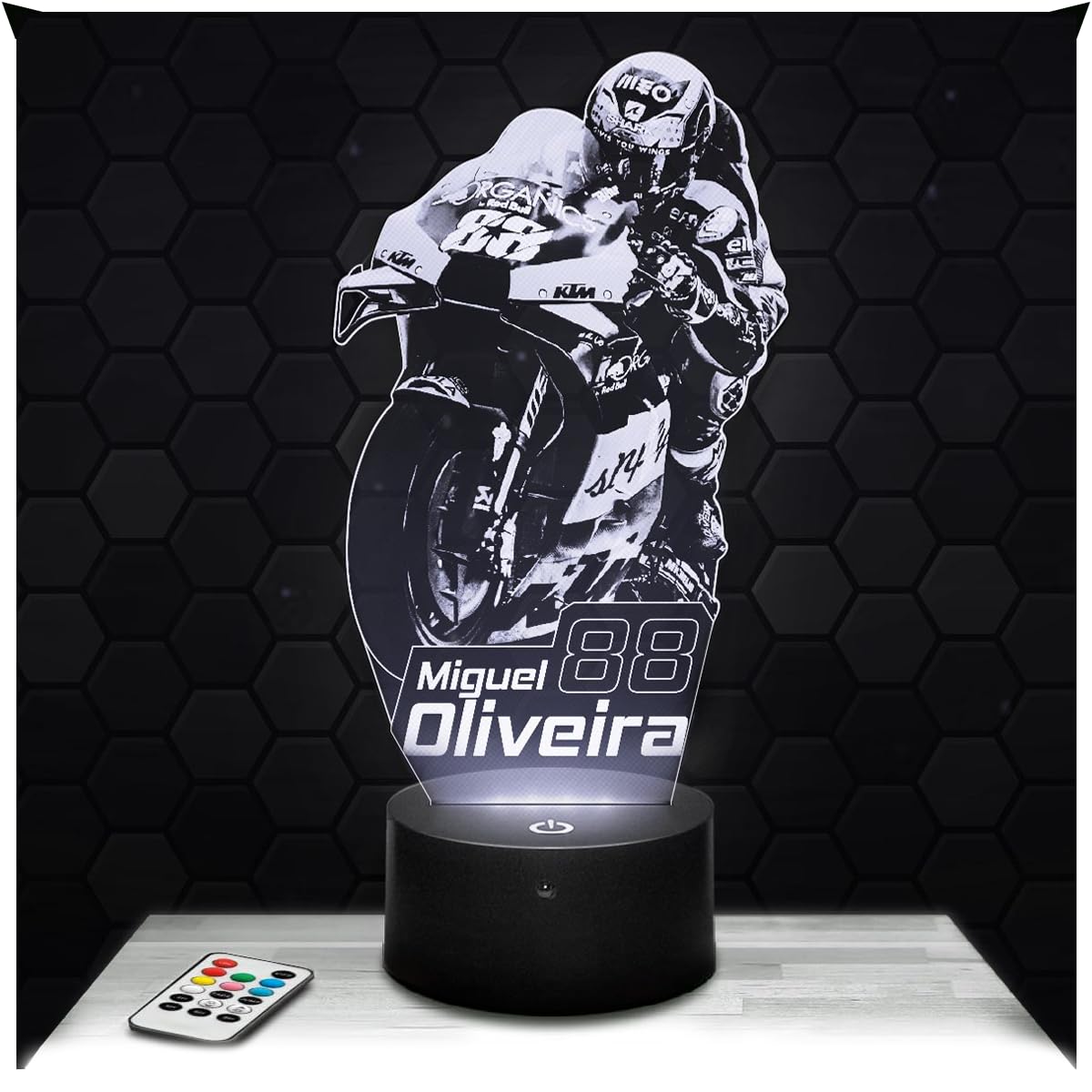 Lampephoto.fr - Moto GP - Miguel Oliveira 3D Lamp, Night Light 3D LED Illusion Lamp, Gift idea for Men Motorcycle, Gifts Merchandise for Boys and Girls, Children's or Adult Bedroom Night Light — image 1