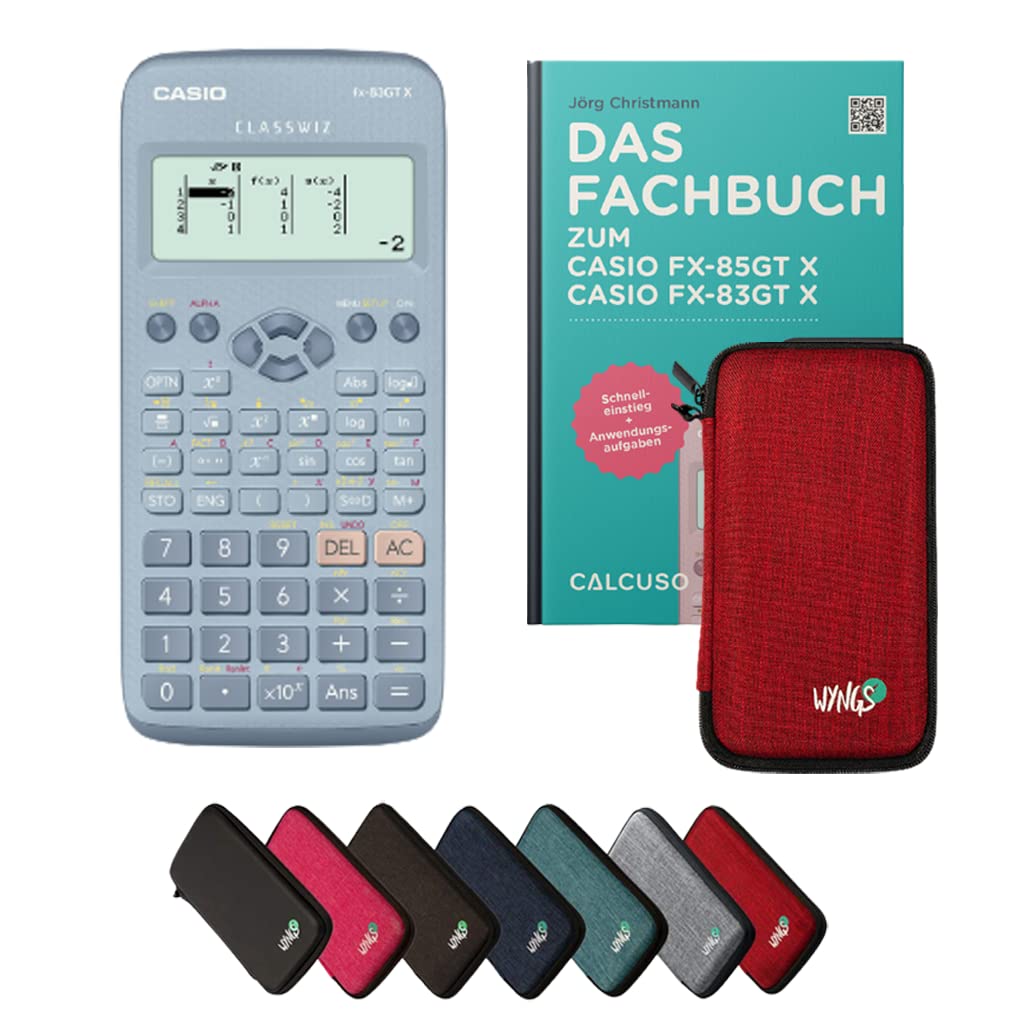 Casio fx-83GT X Incl. Funda Protectora Rojo y Libro especializado (64 páginas, DIN A5) – Calculadora científica – Smart Set (Alemán)