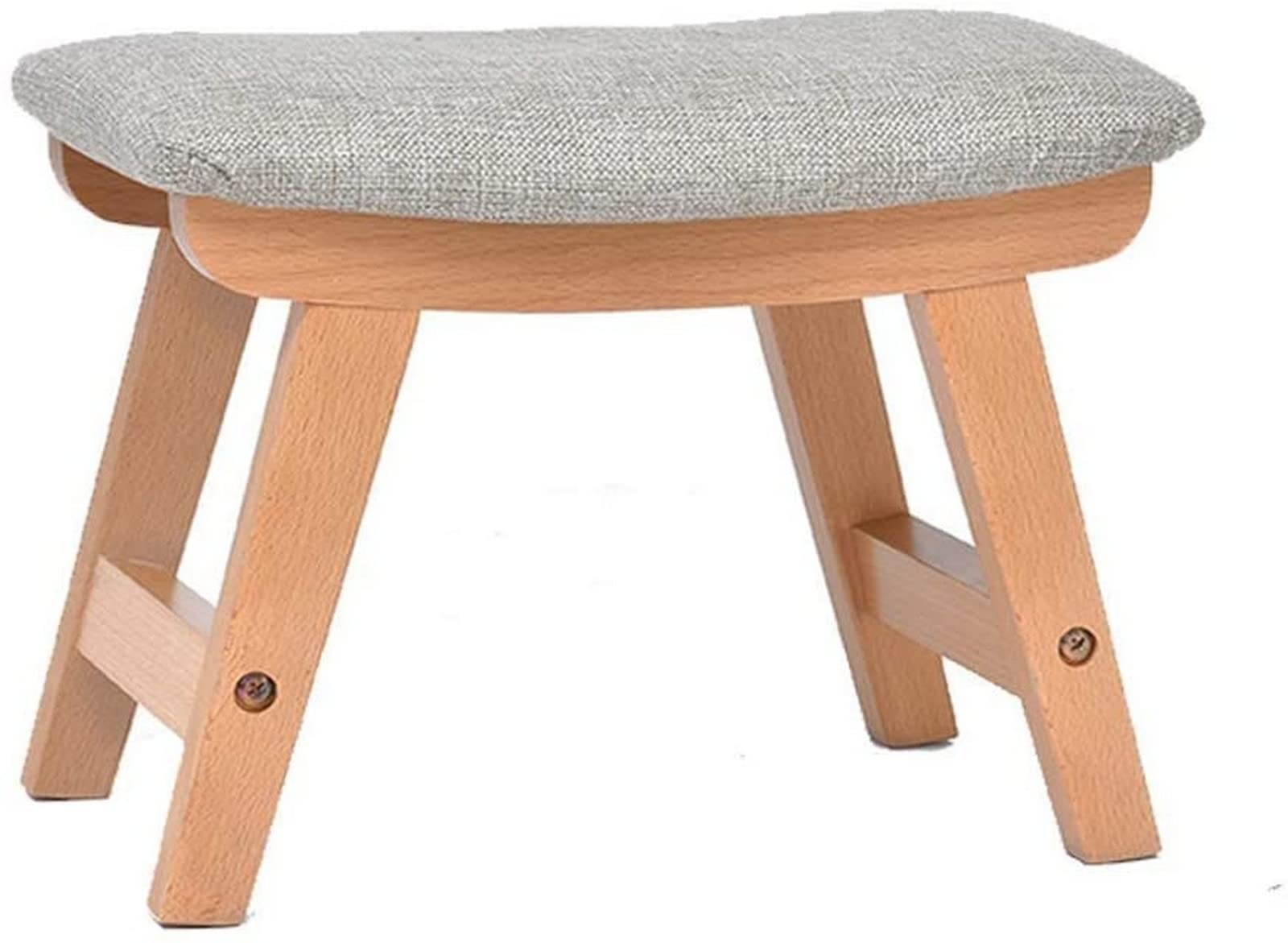 Banco pequeño de moda en madera maciza y tapizado textil de alta costura