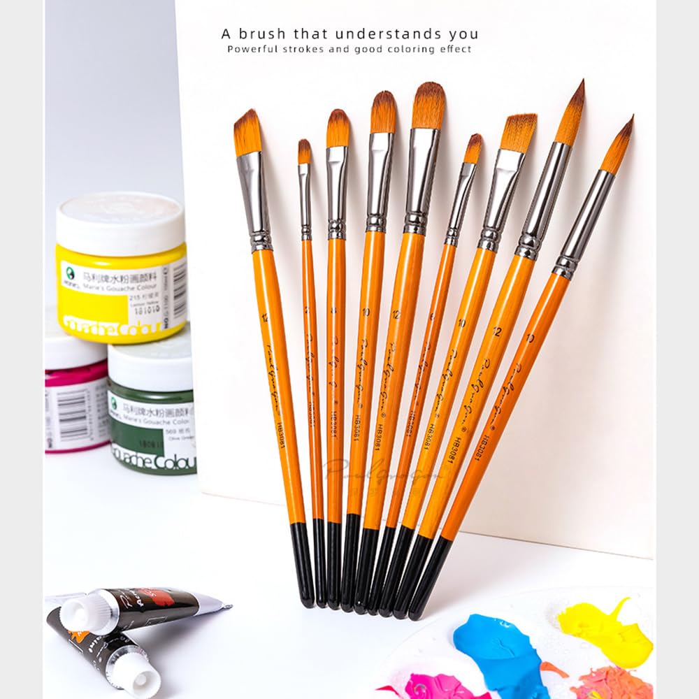 Respicefinem 12pcs Draw Paint Brushes Set Kit for Artists with Nylon Hair Ideal for Acrylic Aquarelle Watercolor Gouache Face Painting Great Art Drawing Supplies for Painter (-4)