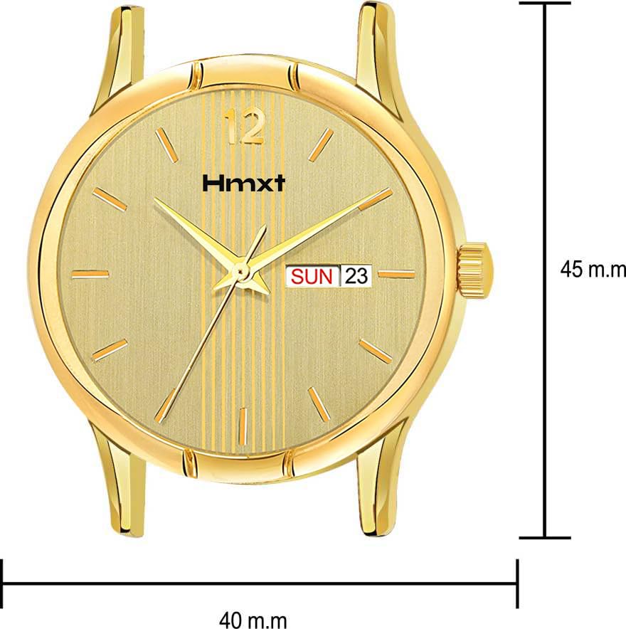 Image of HMXT-91 Golden Day & Date Stainless Steel Analog Watch for Men