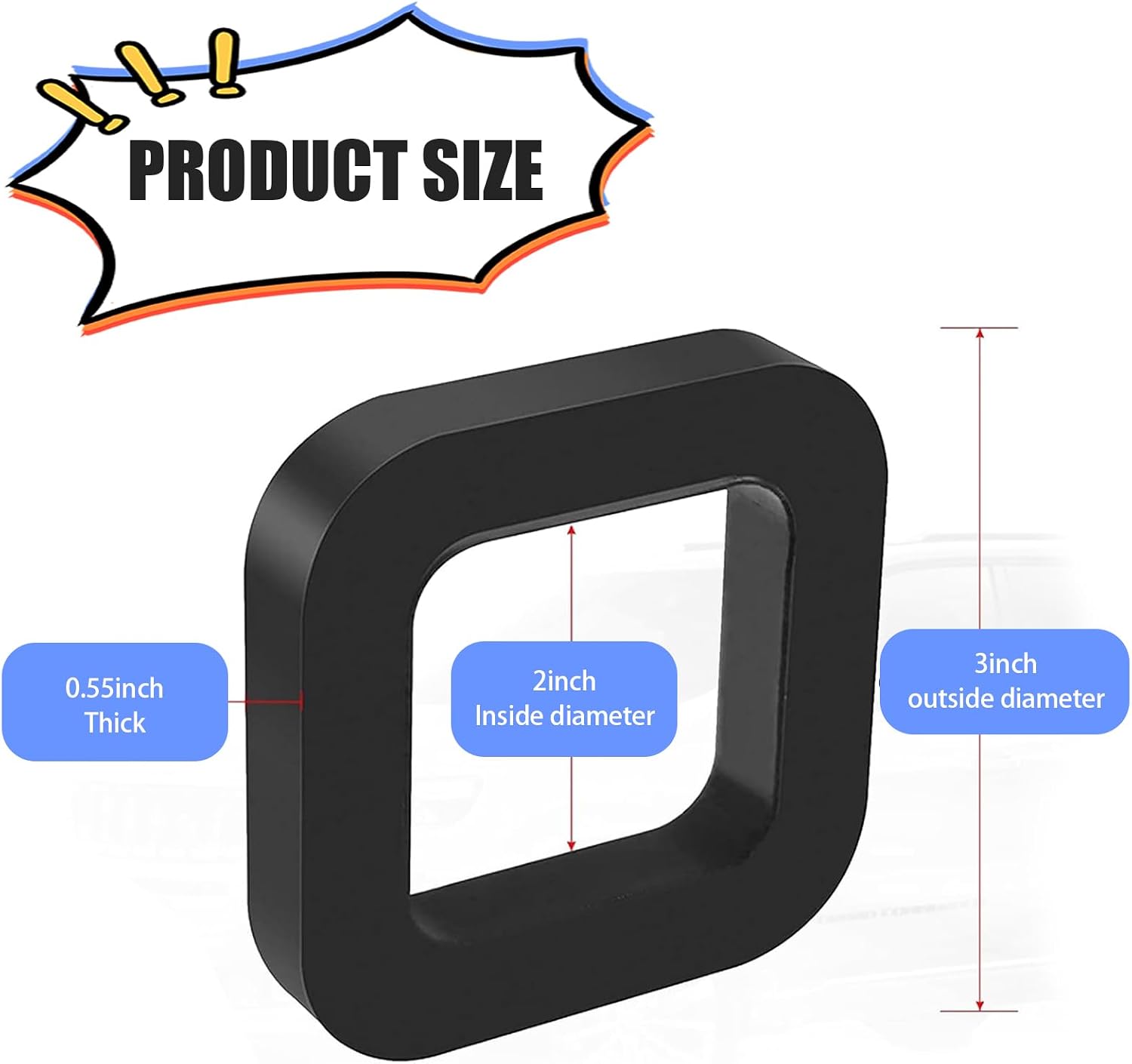 3Pcs Car Hitch Receiver Silencer Pad, Heat-resistant Shock-absorbing Cushion Pad, Universal Trailer Hitch Buffer Mat for Rear Receiver Bumper, Fit Most Cars (Black)