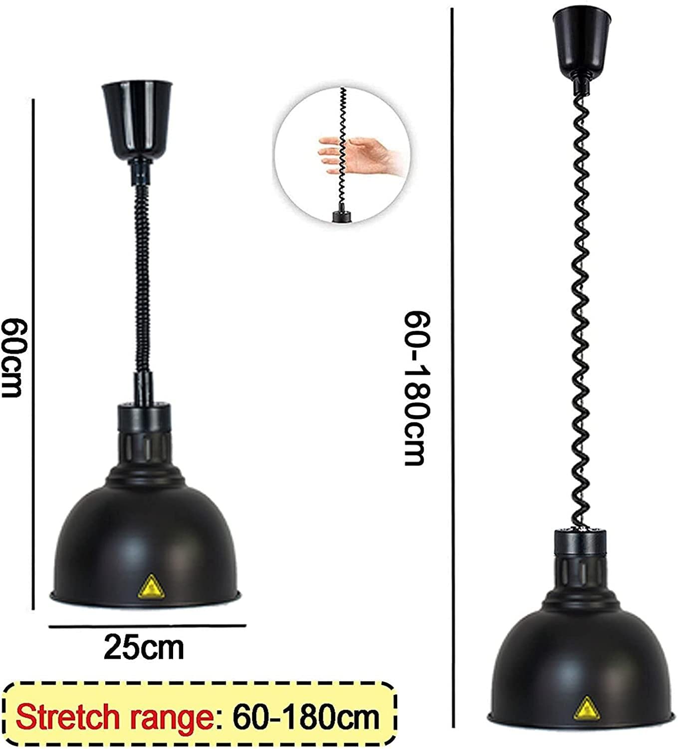 Scaldavivande commerciali 250 W - Lampada termica regolabile da appendere per ristoranti, lampada riscaldante per servizi alimentari con portata di 60-180 mm - Forniture per ristoranti