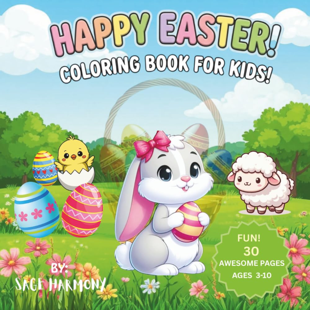 Happy Easter: Fun Coloring Book with Bunnies, Eggs and Chicks