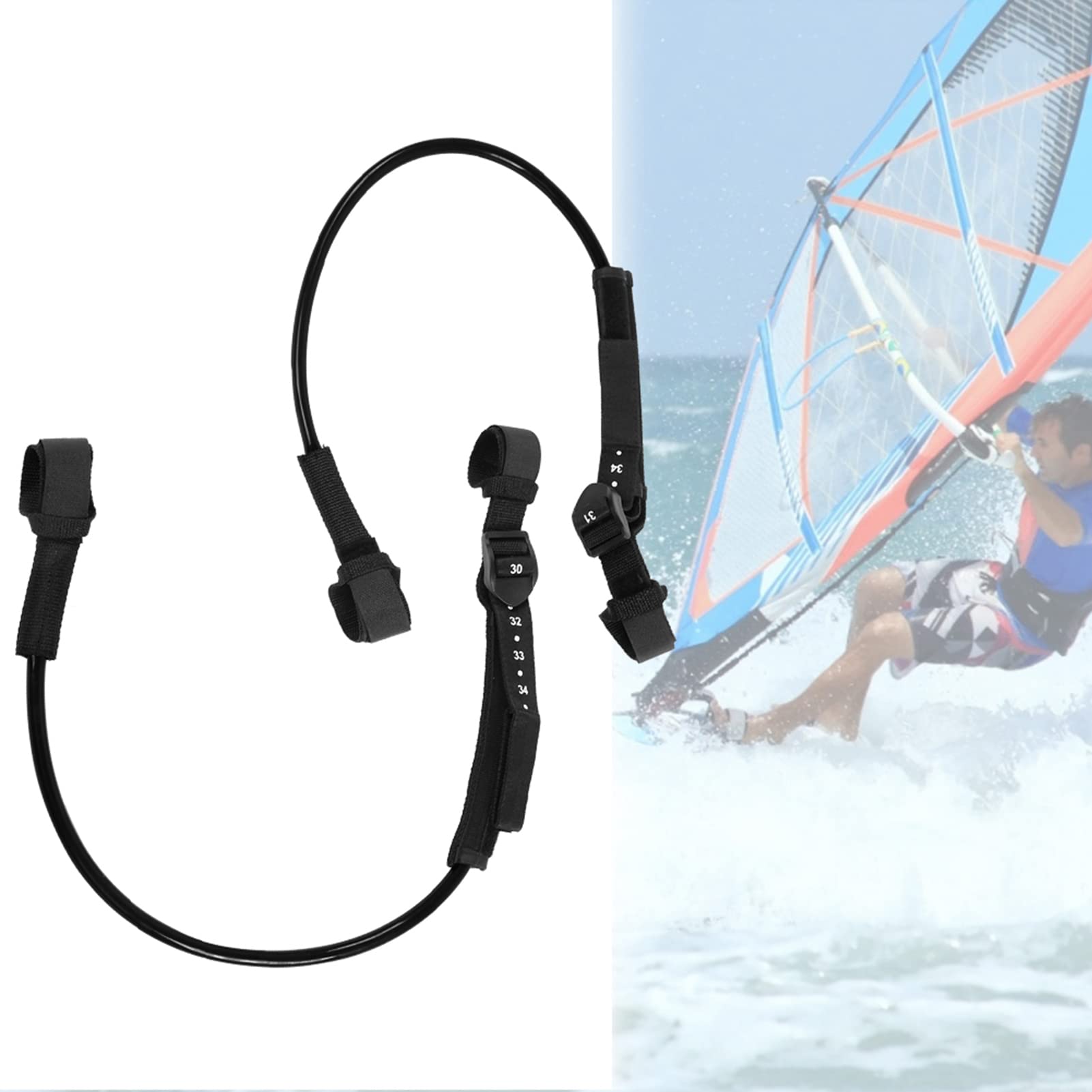 2pcs Windsurf Kabelbaum Leine, 28-34 Zoll Sicherheitswindsurf Seil Verstellbare Surfbrettlinien Schwarzes Surfzubehör für Wassersportarten
