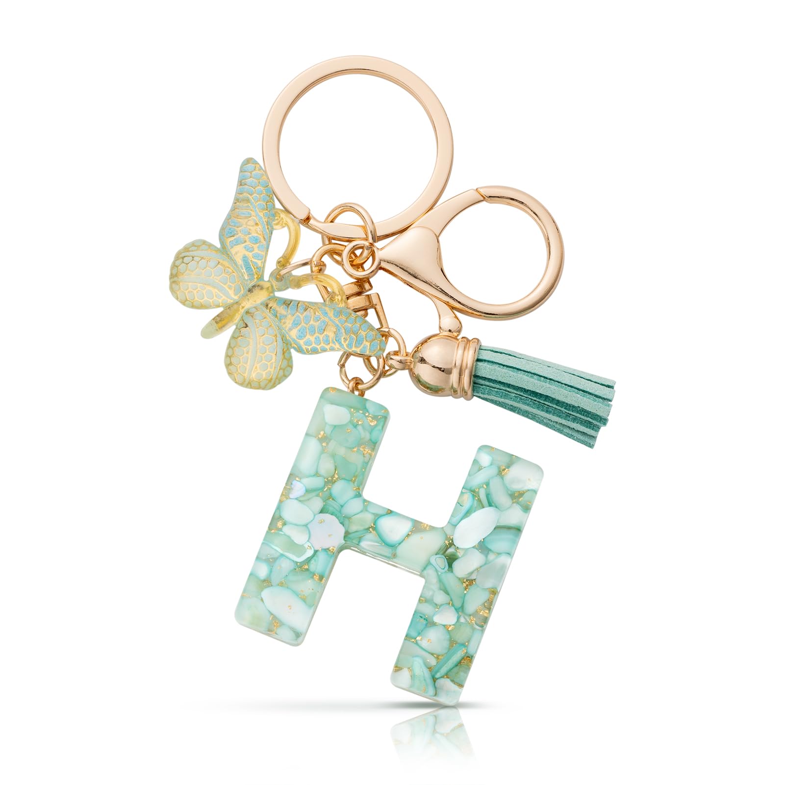 MORSUNBELA Schlüsselanhänger Buchstabe Mädchen Geschenke Schlüsselanhänger mit Buchstaben Anfangsbuchstabe Schmetterling Keychain Letter für Frauen Damen
