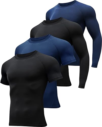 HOPLYNN Paquete de 45 camisetas de compresión de entrenamiento para hombre, manga largacorta, camiseta atlética para deportes