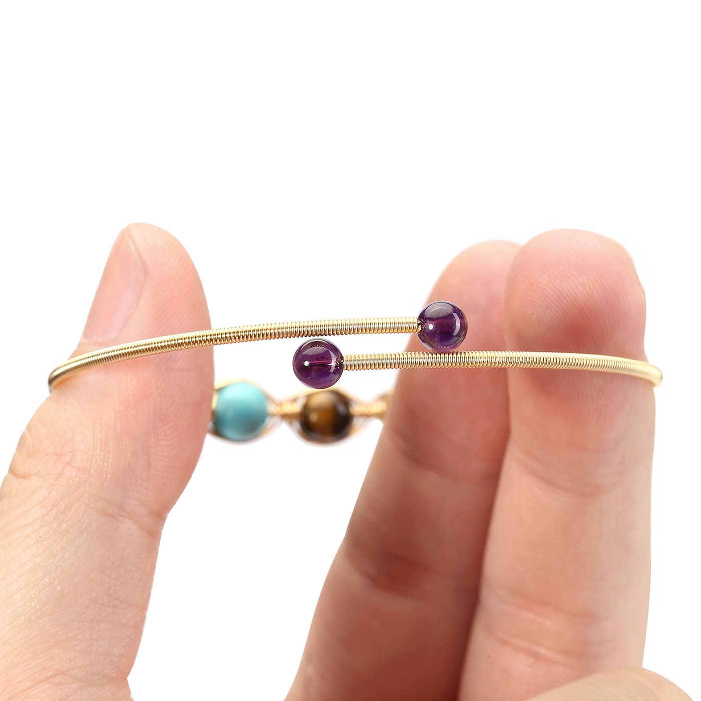 YDYDTTKD Armband mit 7 Chakra-Kristallen, Edelsteinen, heilenden Reiki-Steinen, Perlenarmband für Damen, 14 Karat vergoldetes Armband, Verstellbarer Kristallschmuck, Geschenke für Muttertag,