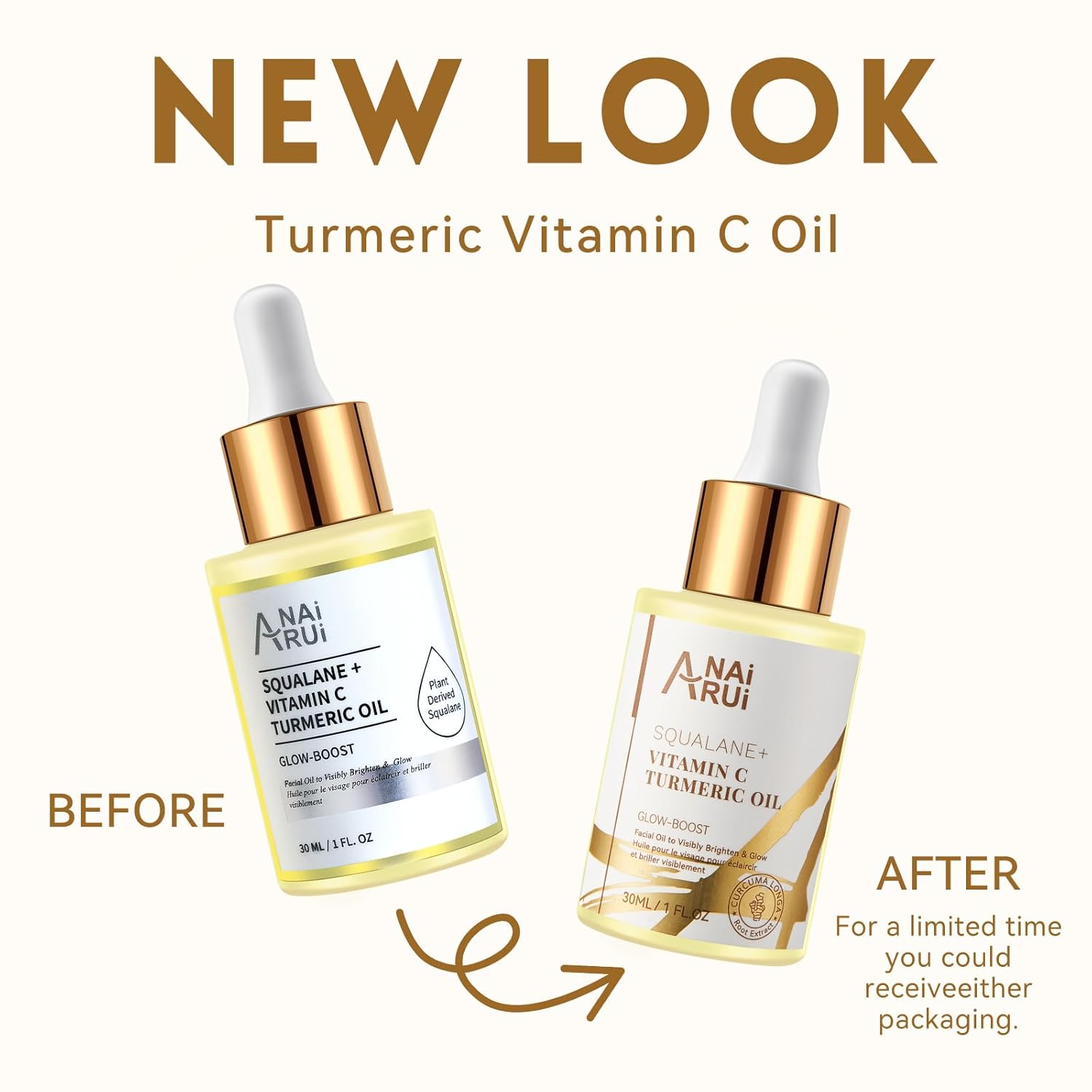 ANAI RUI Squalane Vitamin C Turmeric Facial Oil Moisturizer for Face, Hydrates, Firms Skin, 1fl.Oz. - Image 2