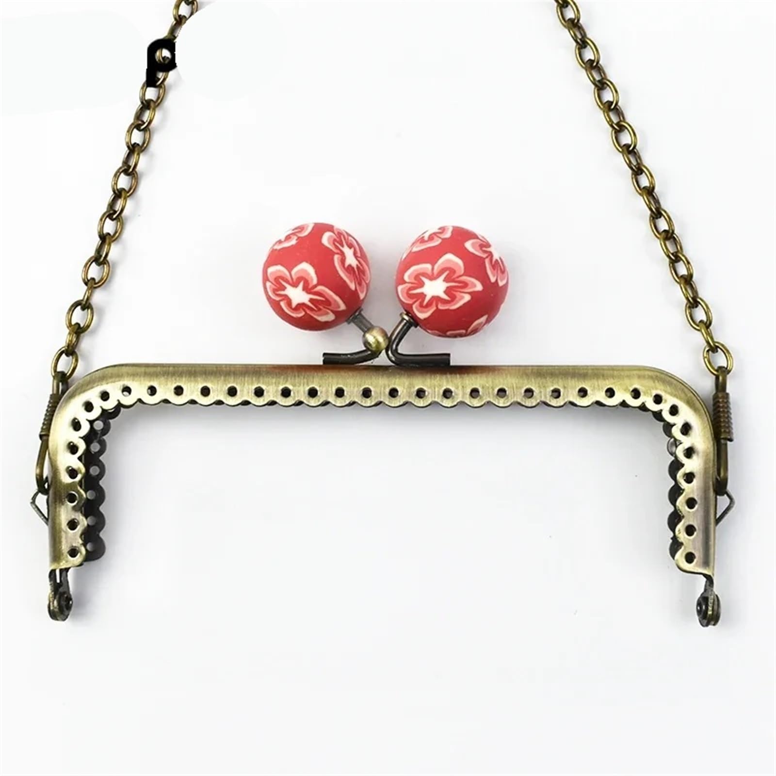 Cierres para Bolsos 5 uds., 12cm, Bolso de Metal, Marco con asa, Cuentas, Cierre de Beso, Billetera de latón Retro, Soporte de Costura, Hebilla, Accesorios de Hardware DIY(Red)