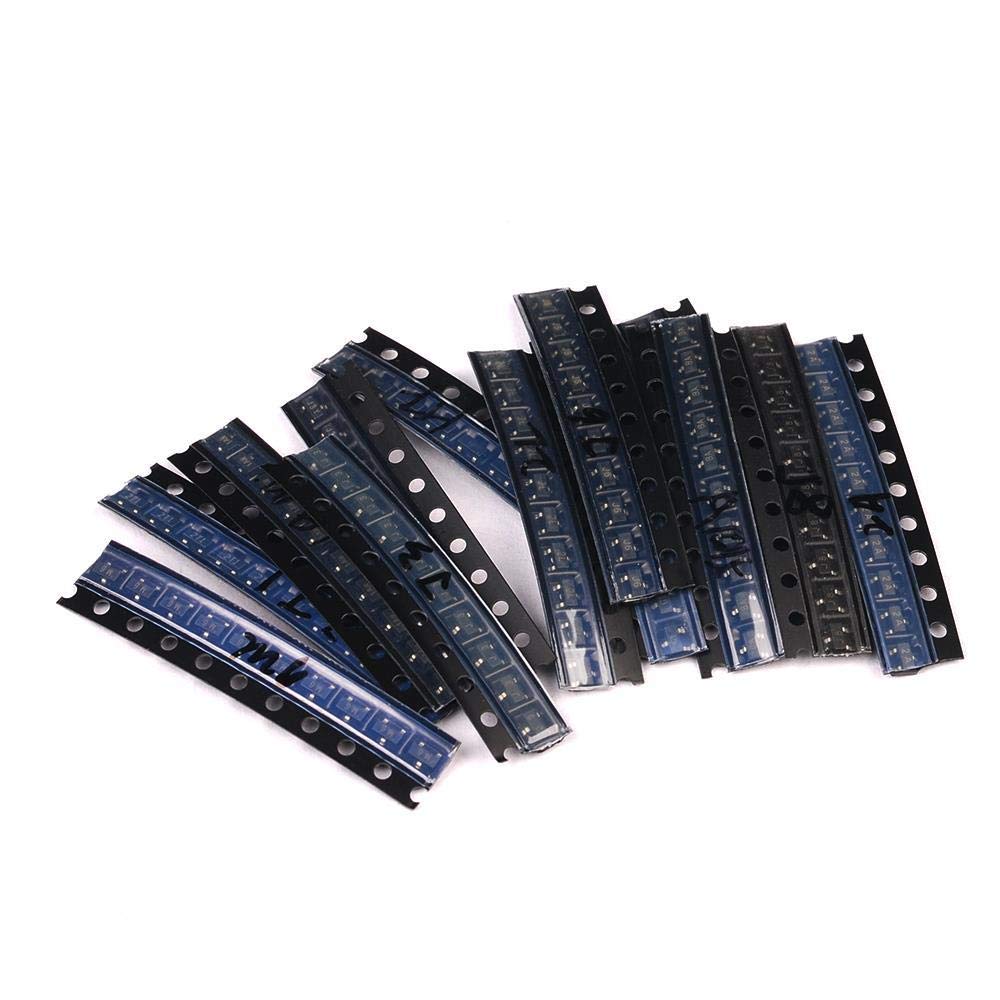 MMBT3904 MMBT3906 MMBT5551 MMBT5401 A1015 C1815 S8050 S8550 13 valori X 10 pezzi = 130 pezzi Kit assortimento transistor Replacement resistor