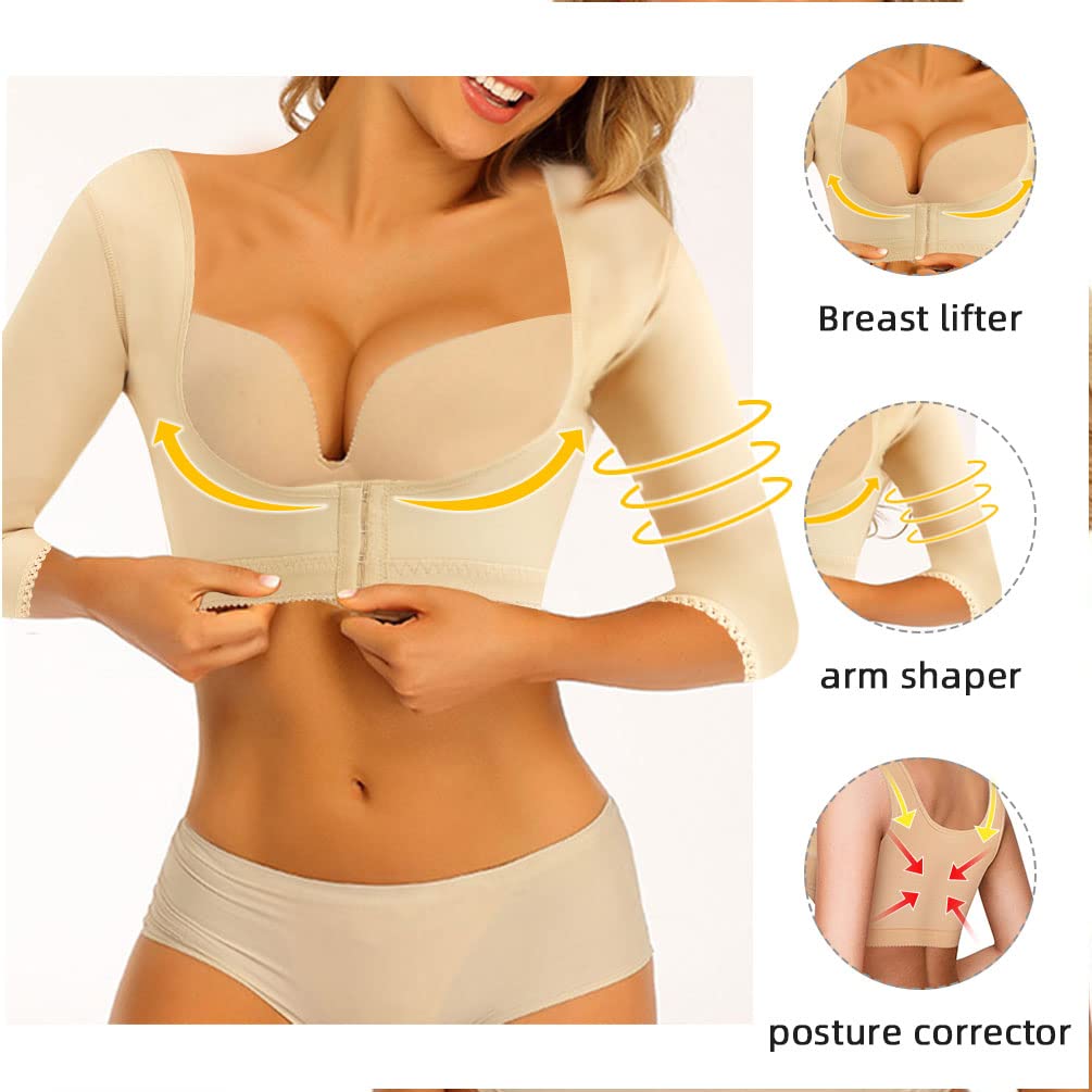 Poste de conformación de brazo superior, 2 unidades, para adelgazar el brazo, manga alta, corsé,chaleco de compresión corrector de postura, soporte para post liposucción