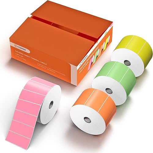 K Comer Etiquetas térmicas directas de 225 x 125 pulgadas para impresora térmica BPA y BPS pegatinas térmicas autoadhesivas para envío de