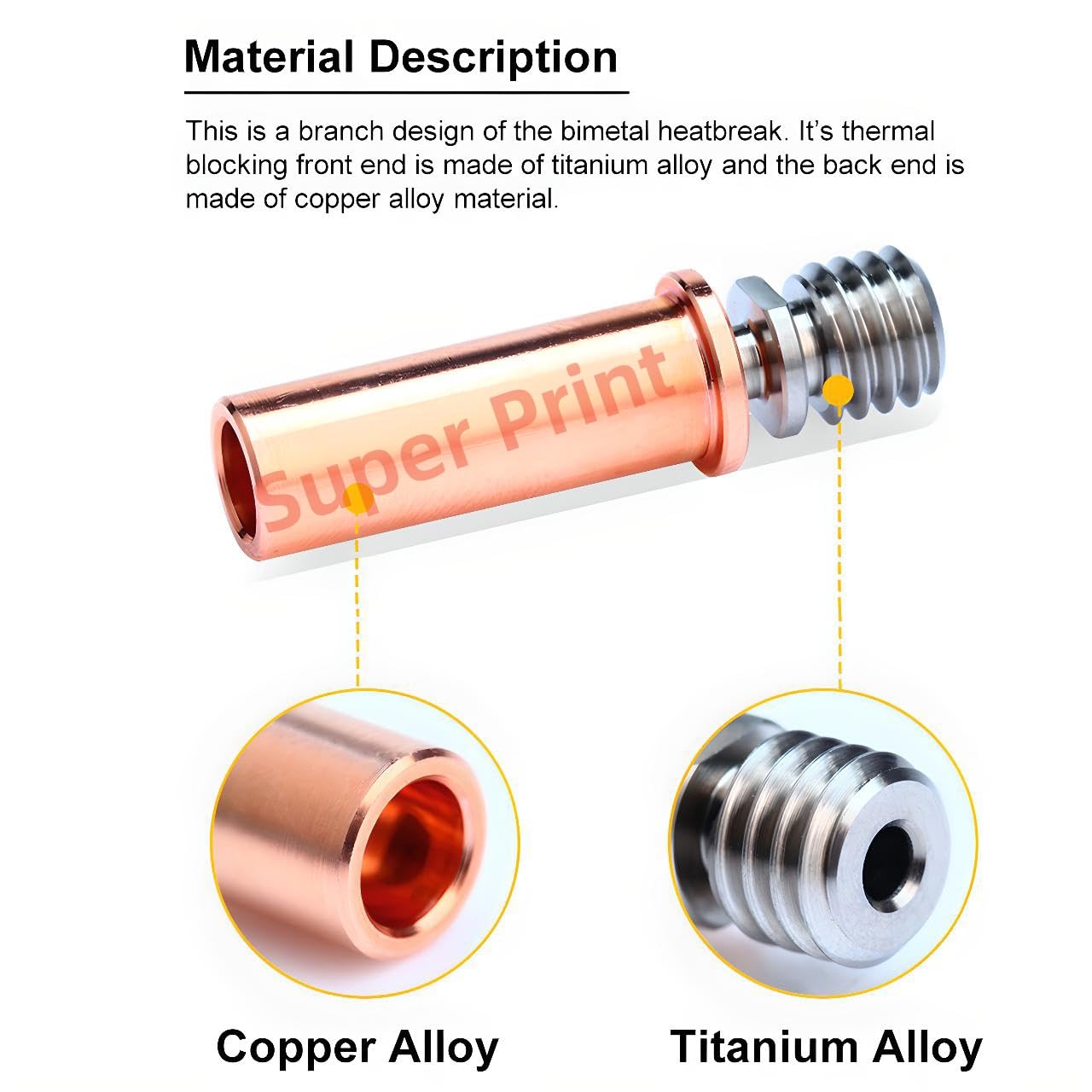Super Print Upgrade I3 Mega All Metal Hotend Kit,Plated Copper Heater Block,Nozzle 0.4mm,Bi-Metal Heatbreak for I3 Mega,Mega X,Mega S,Mega Pro,Chiron,V5 Print Head Hotend.
