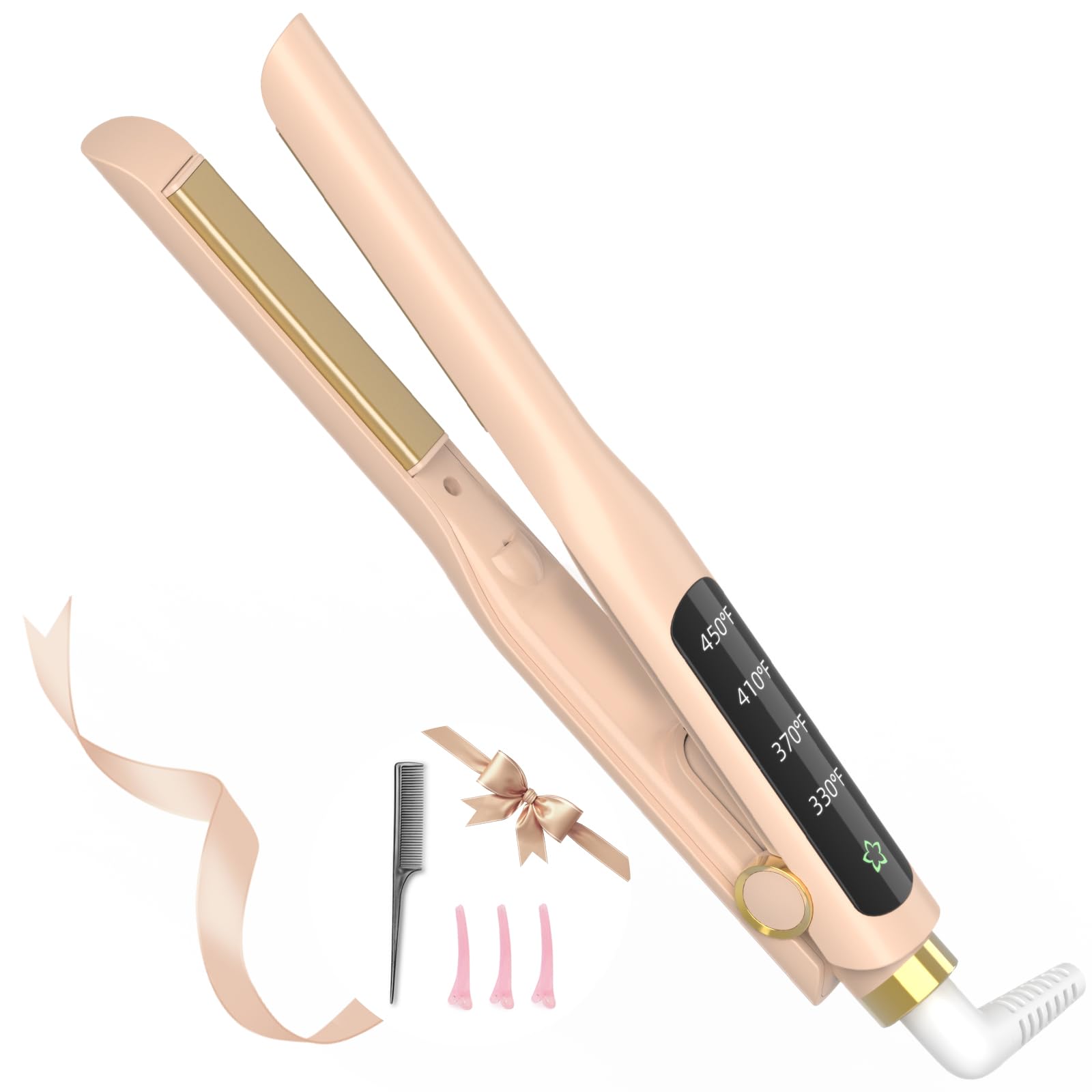 Flat Iron 1 2 Inch Hair Straightener and Curler 2 in 1 Ceramic Ionic Floating Plates for Less
