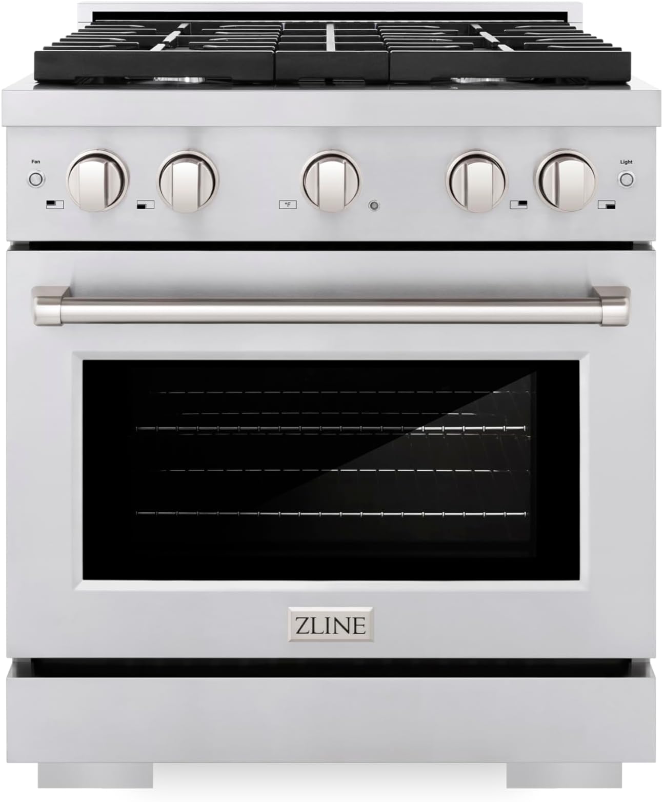 ZLINE Autograph Edition 30 in. 4.2 cu. ft. Paramount Dual Fuel Range with 4 Burner Gas Cooktop and Electric Convection Oven in Satin Stainless Steel with Matte Black Accents (SDRSZ-30-MB)