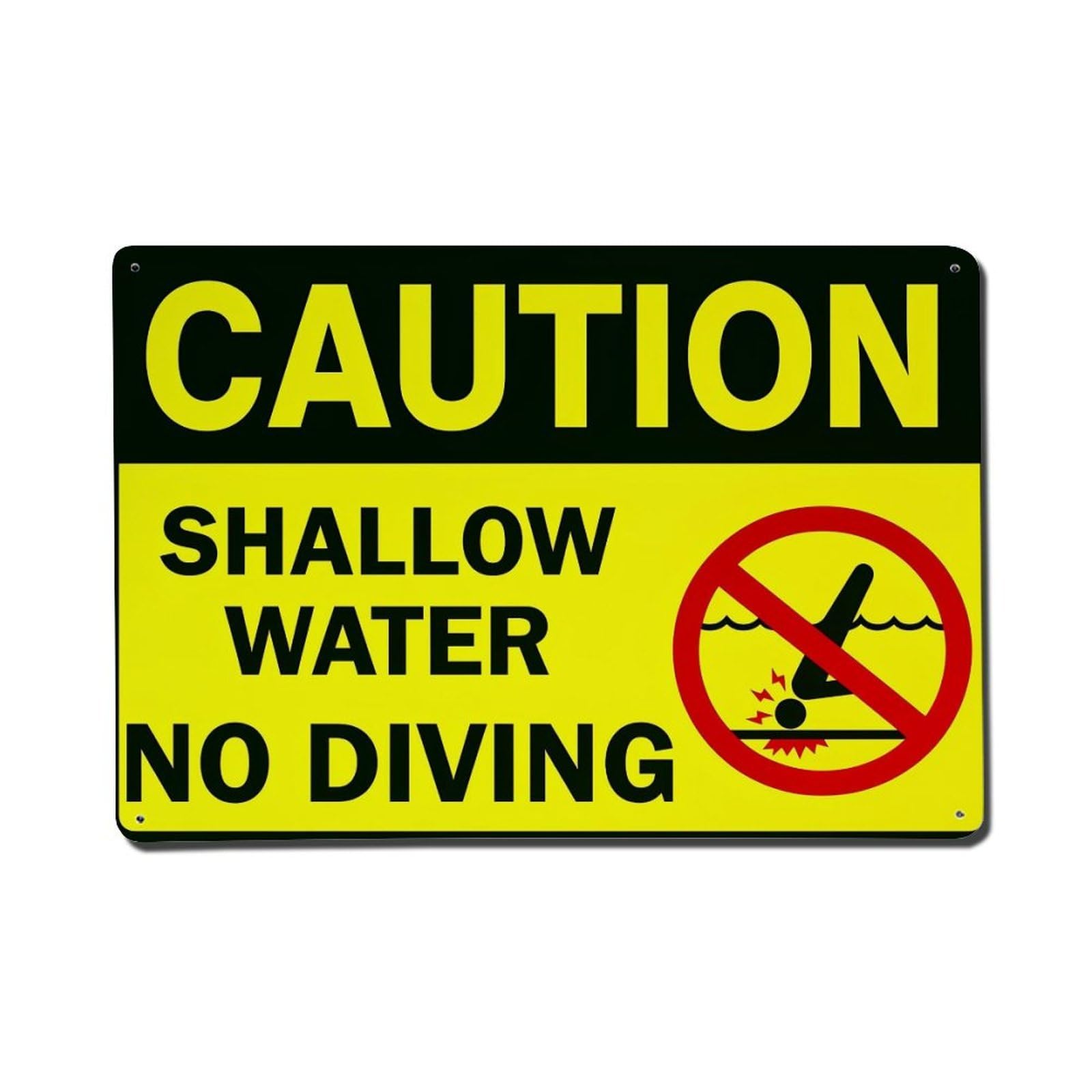 Caution Shallow Water No Diving Metal Tin Sign Plaque